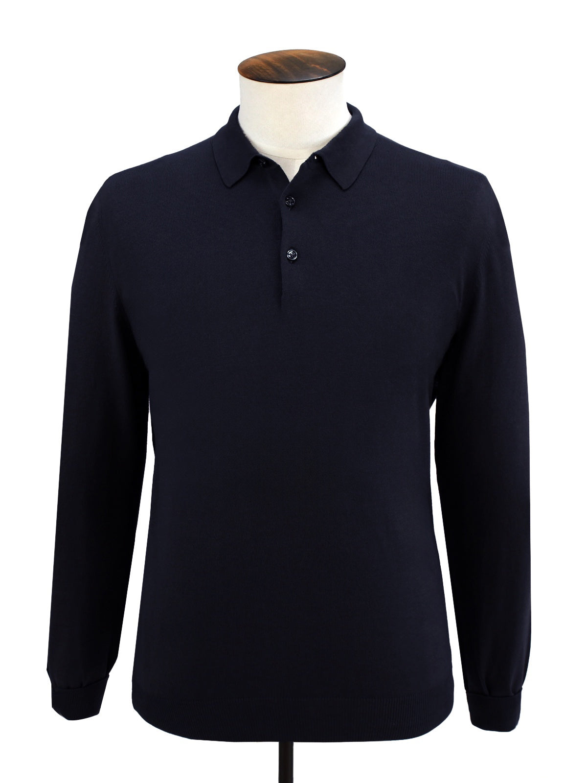 Vico Ribbed Long Sleeve Polo Cotton Midnight