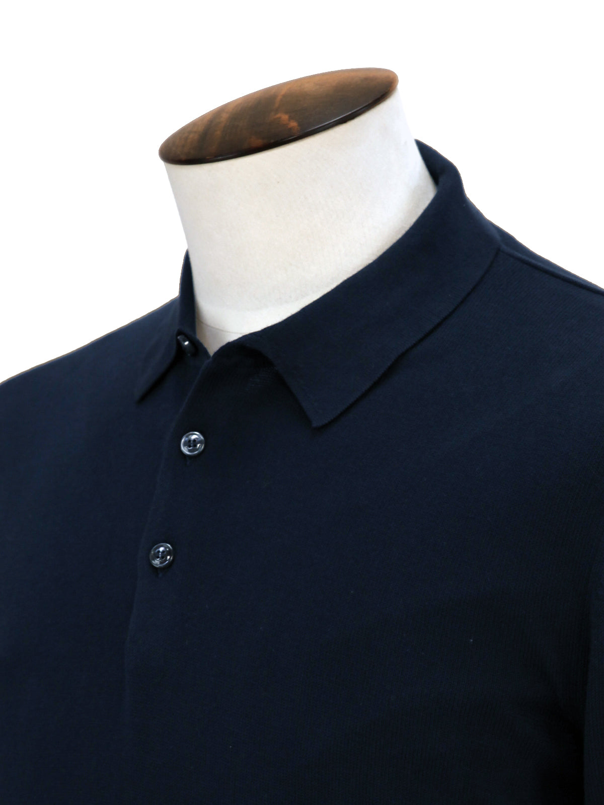 Vico Ribbed Long Sleeve Polo Cotton Midnight