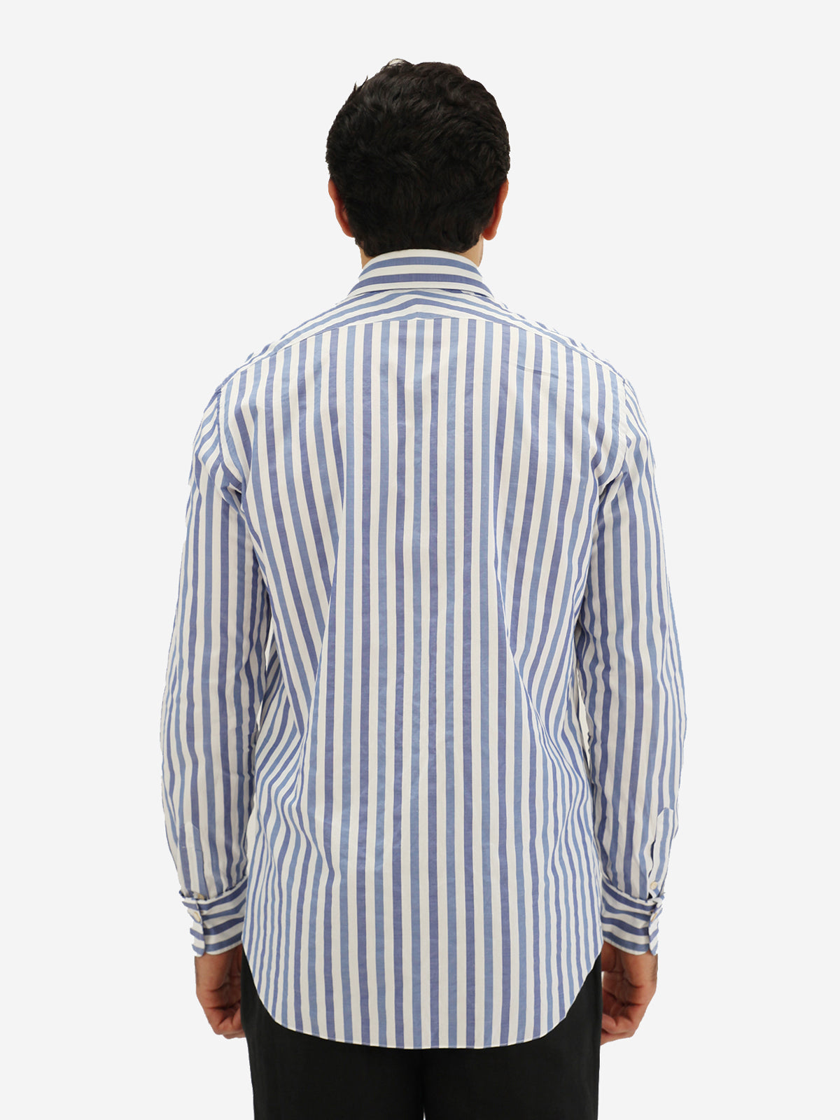 Mixed Blue Bengal Stripe Spread Collar Shirt