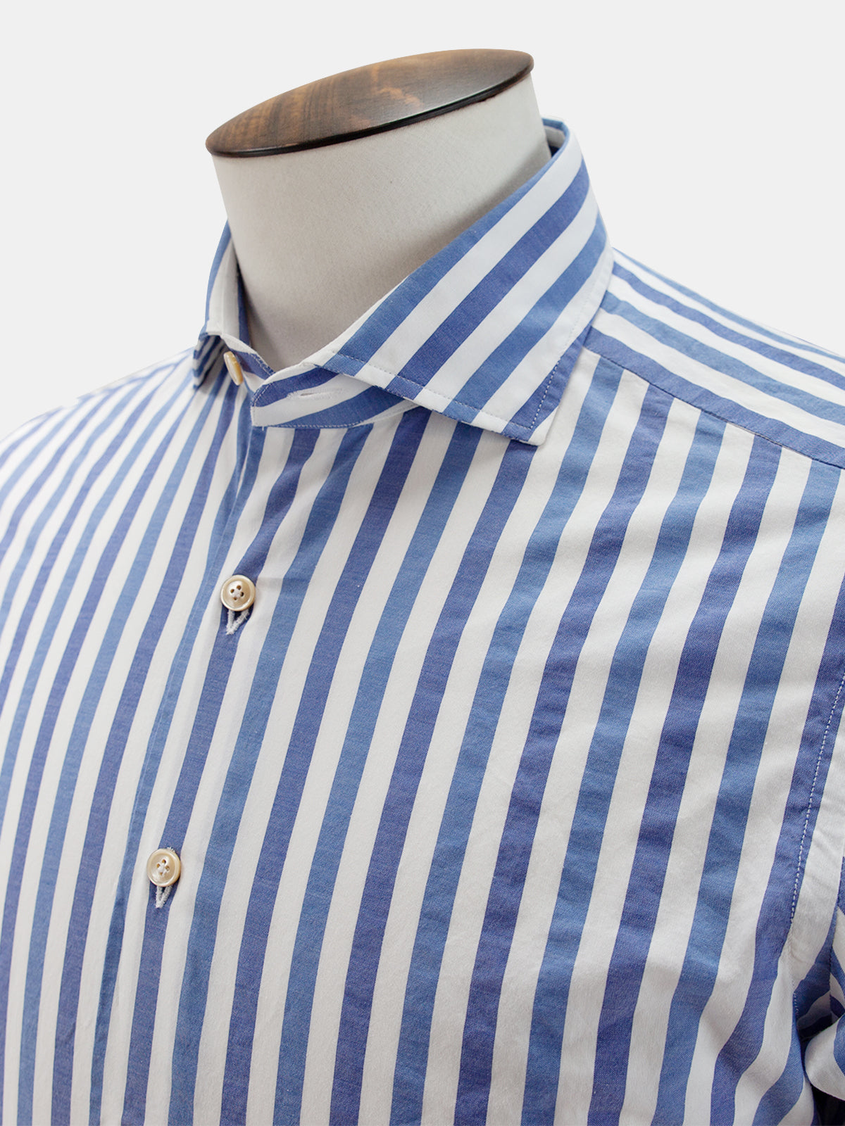 Mixed Blue Bengal Stripe Spread Collar Shirt