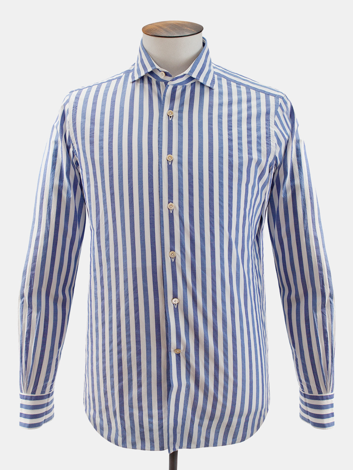 Mixed Blue Bengal Stripe Spread Collar Shirt