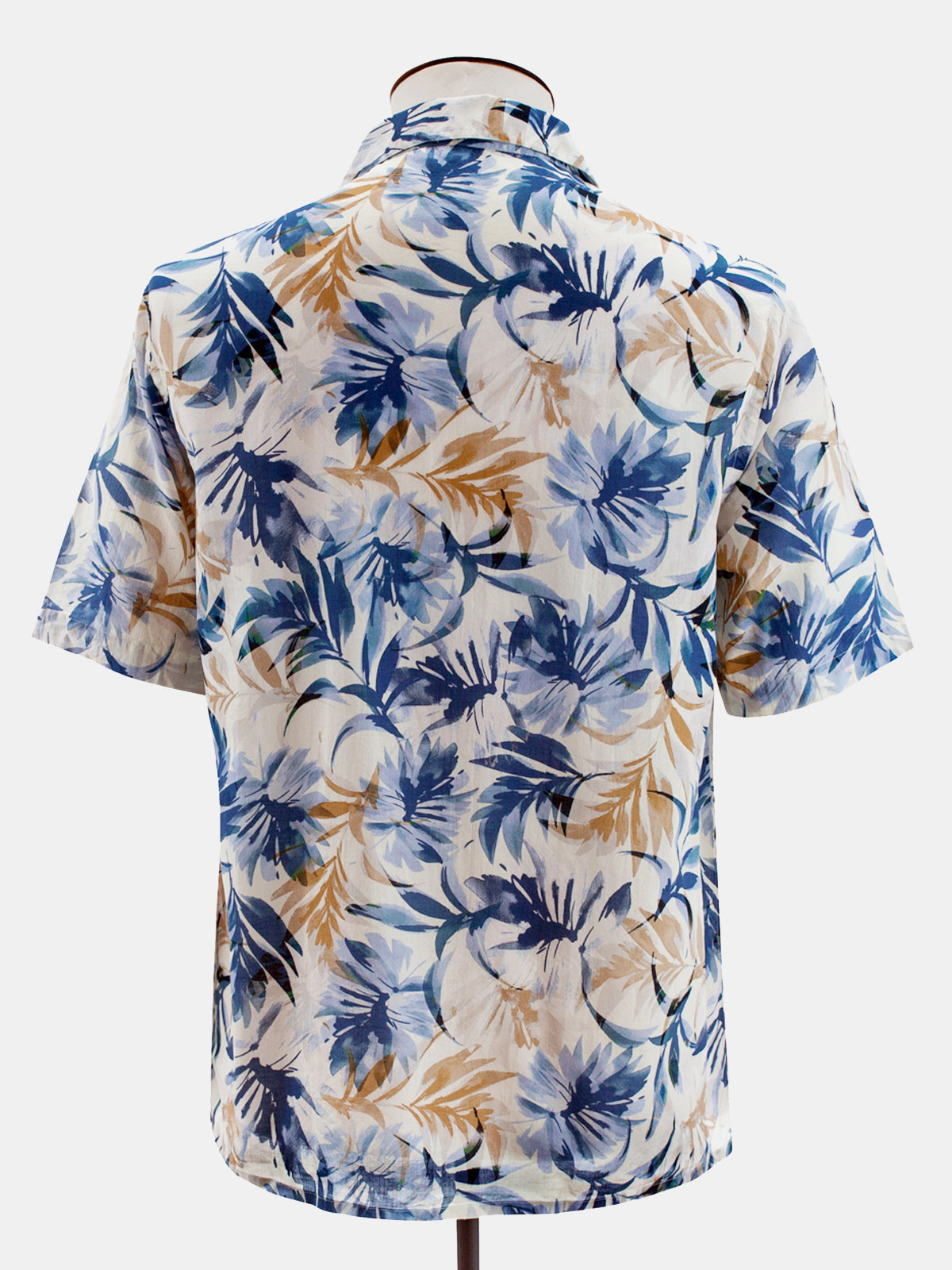 Mixed Blue Botanic Printed Short Sleeve Shirt