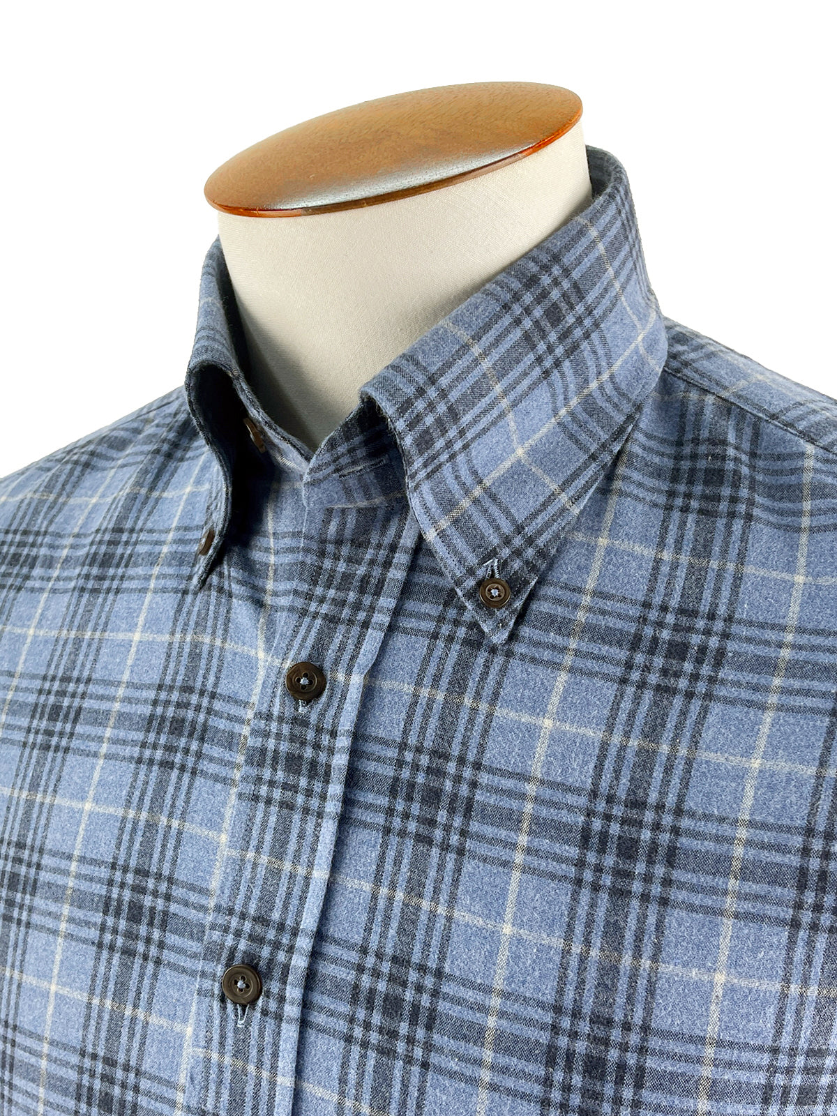 Mixed Blue Check Flannel Button Down Shirt