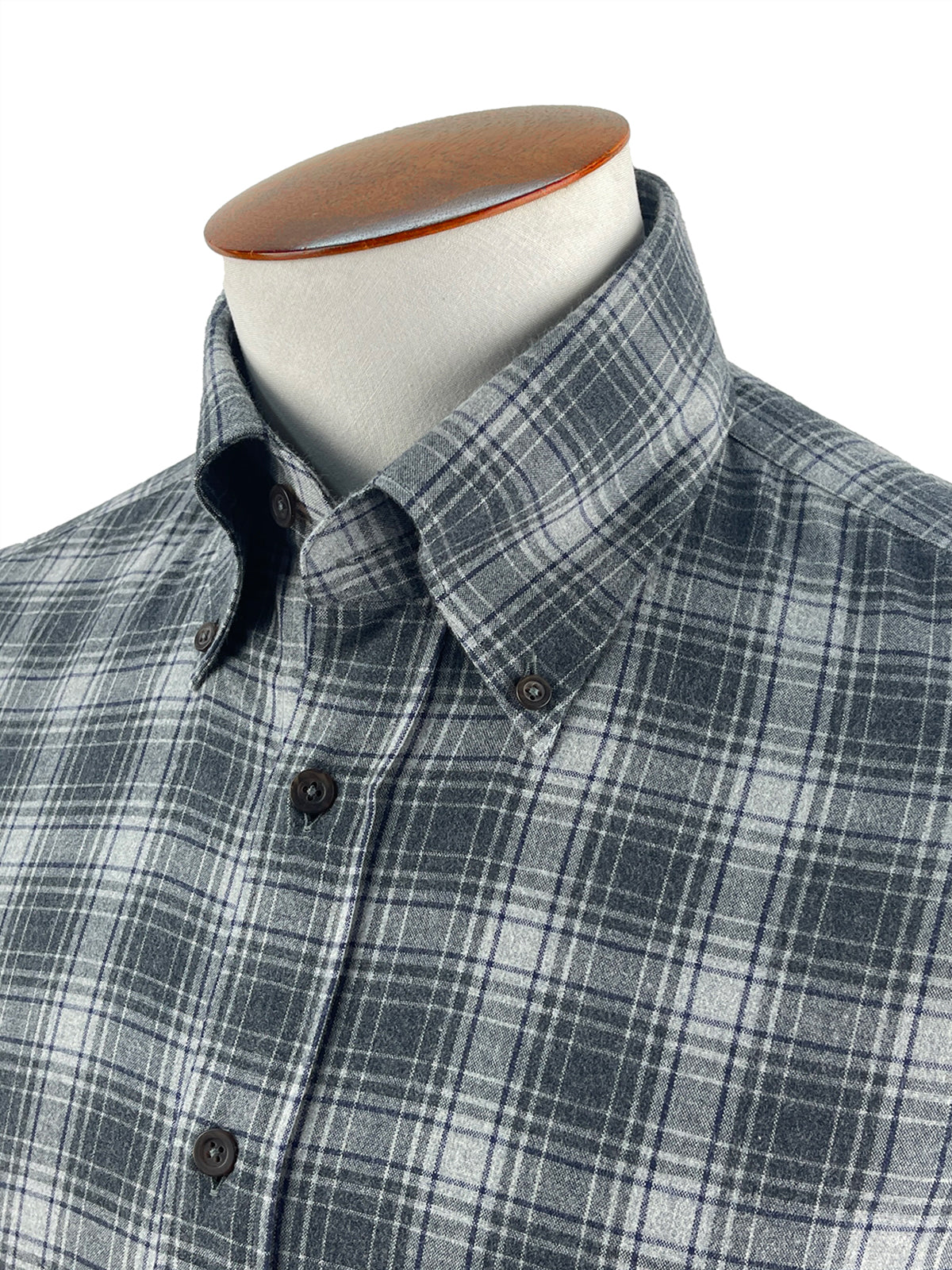 Mixed Grey Check Flannel Button Down Shirt
