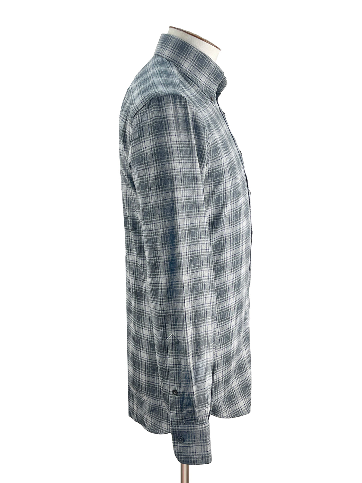 Mixed Grey Check Flannel Button Down Shirt