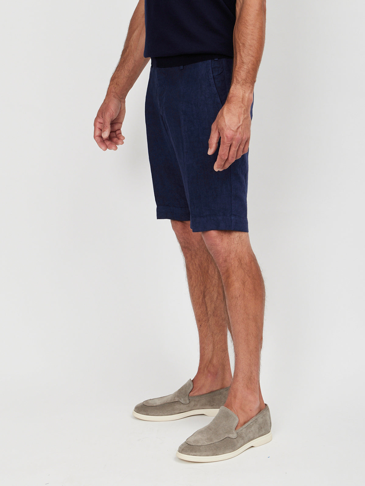 Navy Linen Shorts