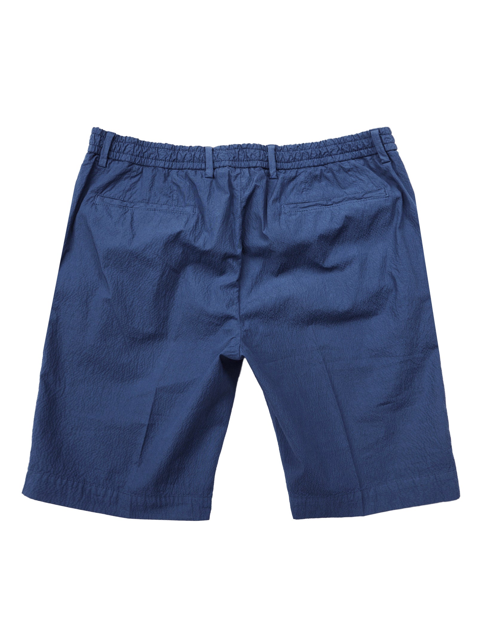 Navy Seersucker Stretch Shorts