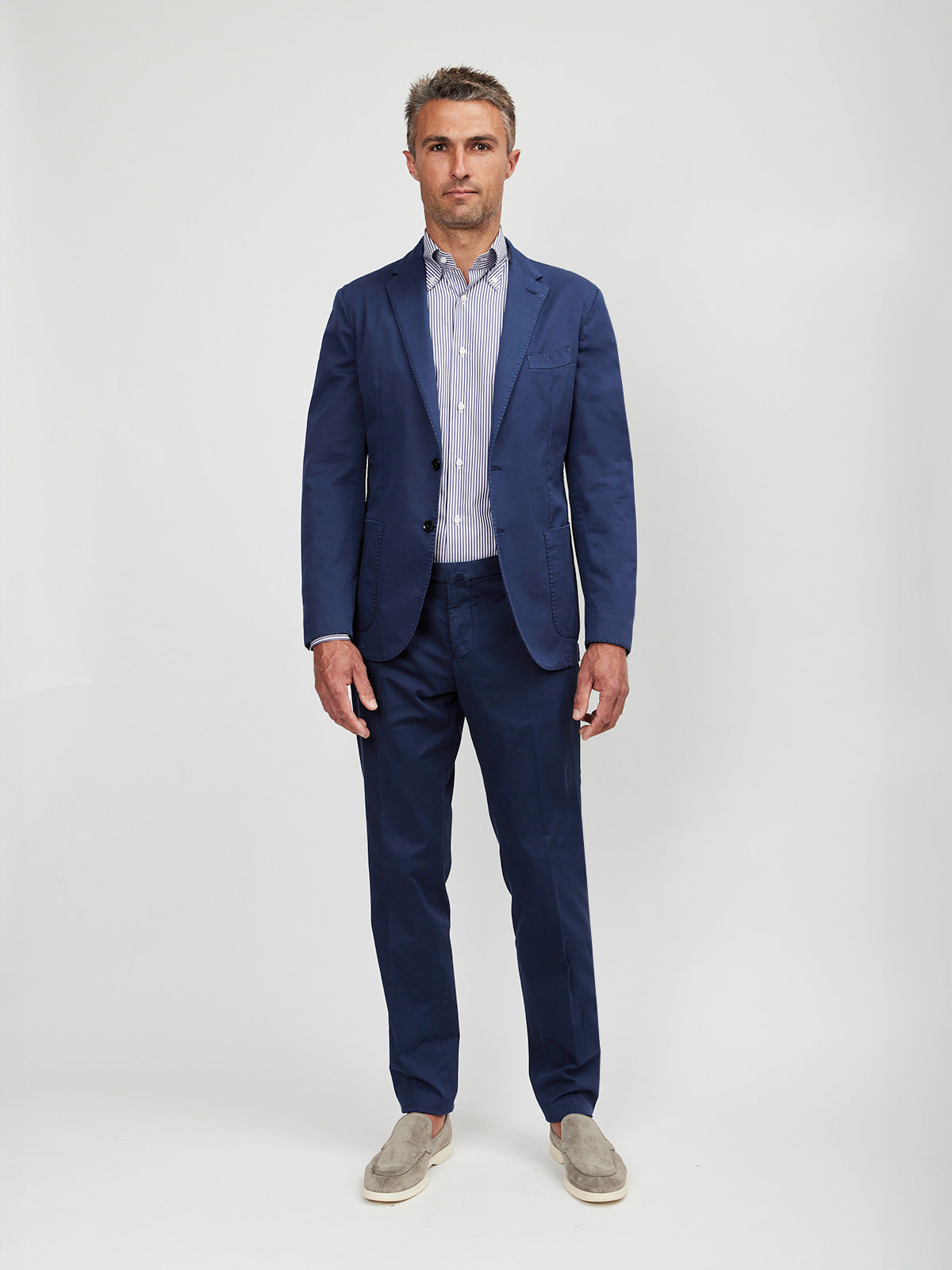 Navy Washed Cotton Suit