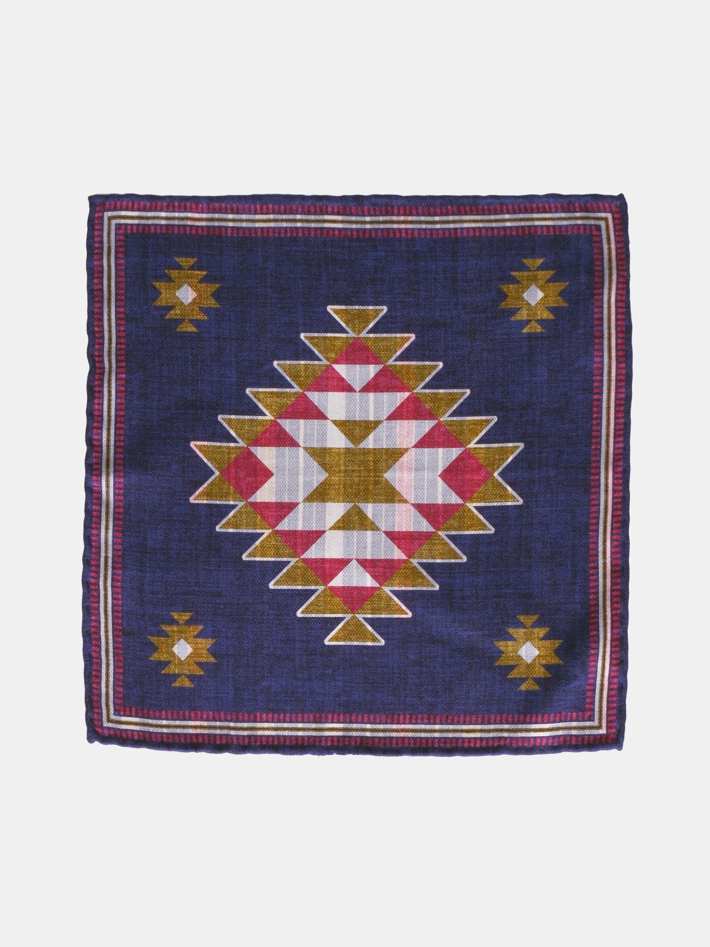 Navy & Pink Motif Silk Pochette