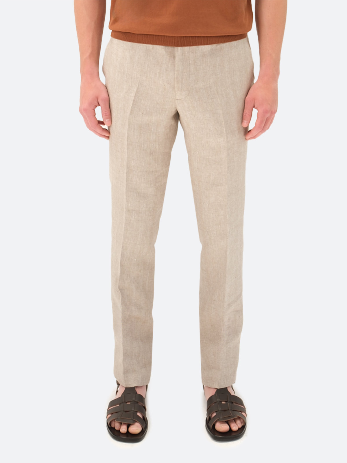 Noli Trouser - Cinnamon Linen Chevron