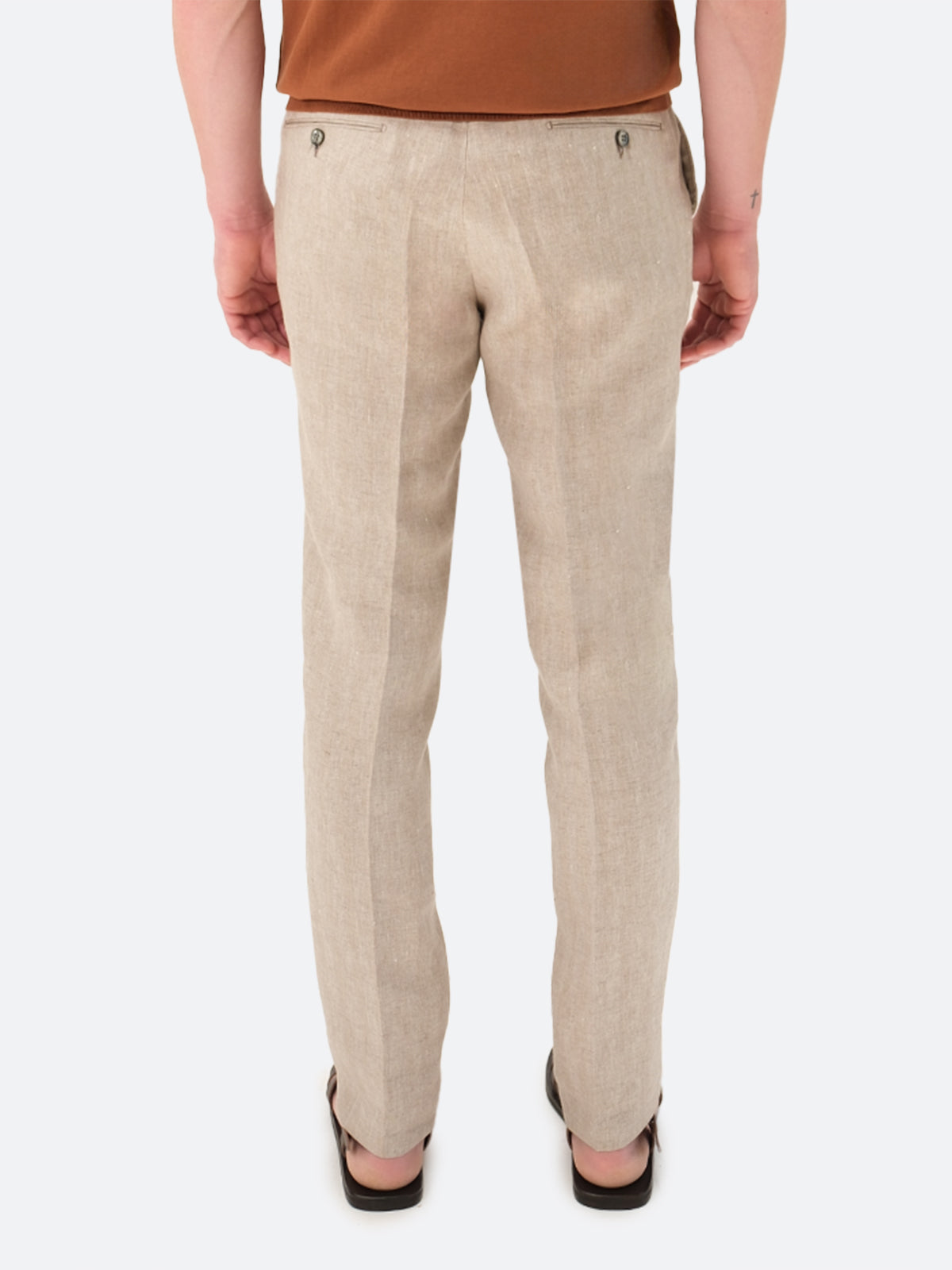 Noli Trouser - Cinnamon Linen Chevron