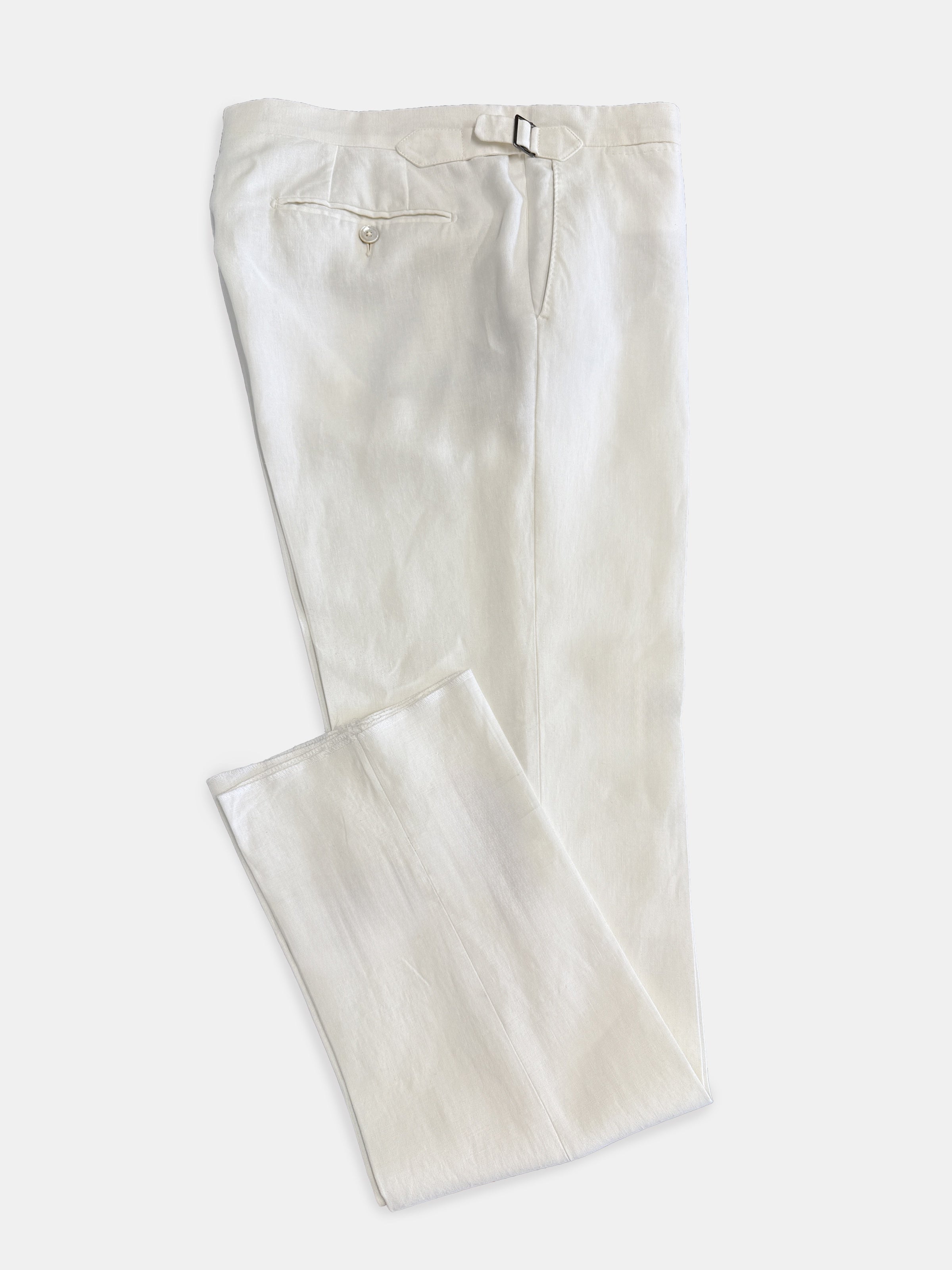 Off White Linen Side adjuster Trouser - Production Sample - Lucky Last