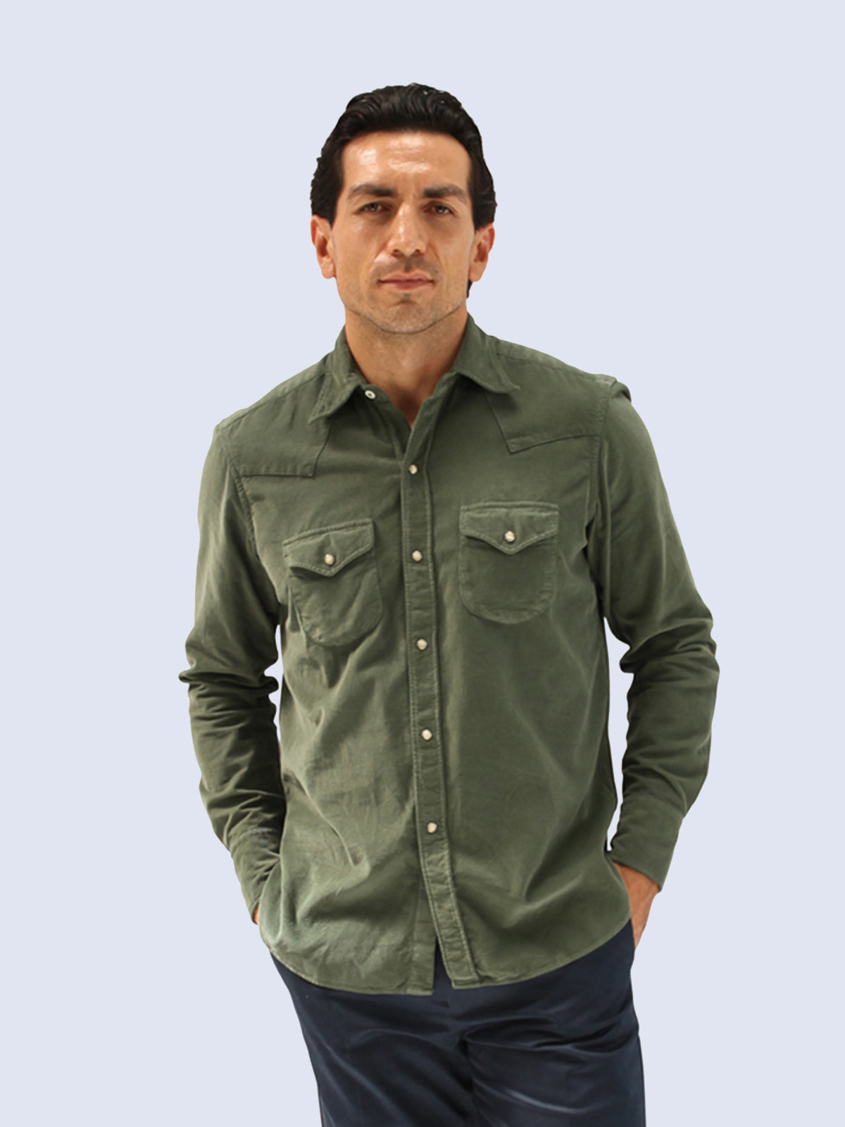 Fortela Olive Corduroy Texan Shirt