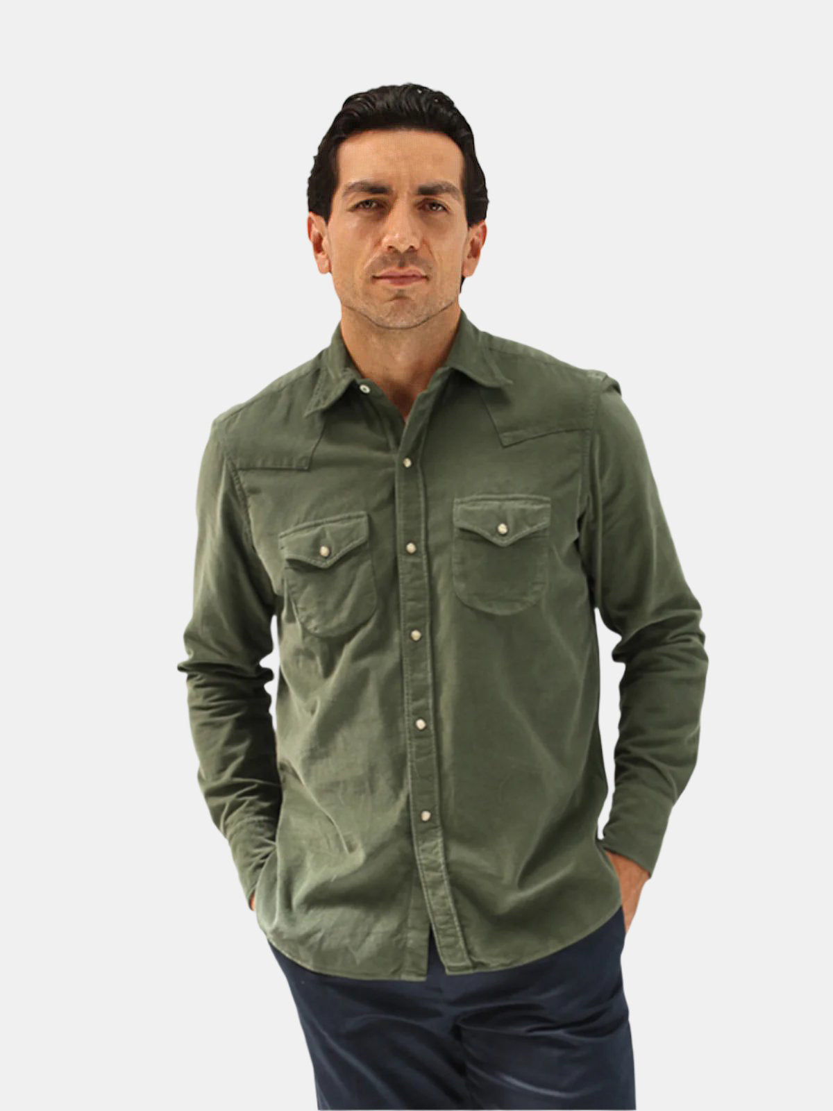 Fortela Olive Corduroy Texan Shirt