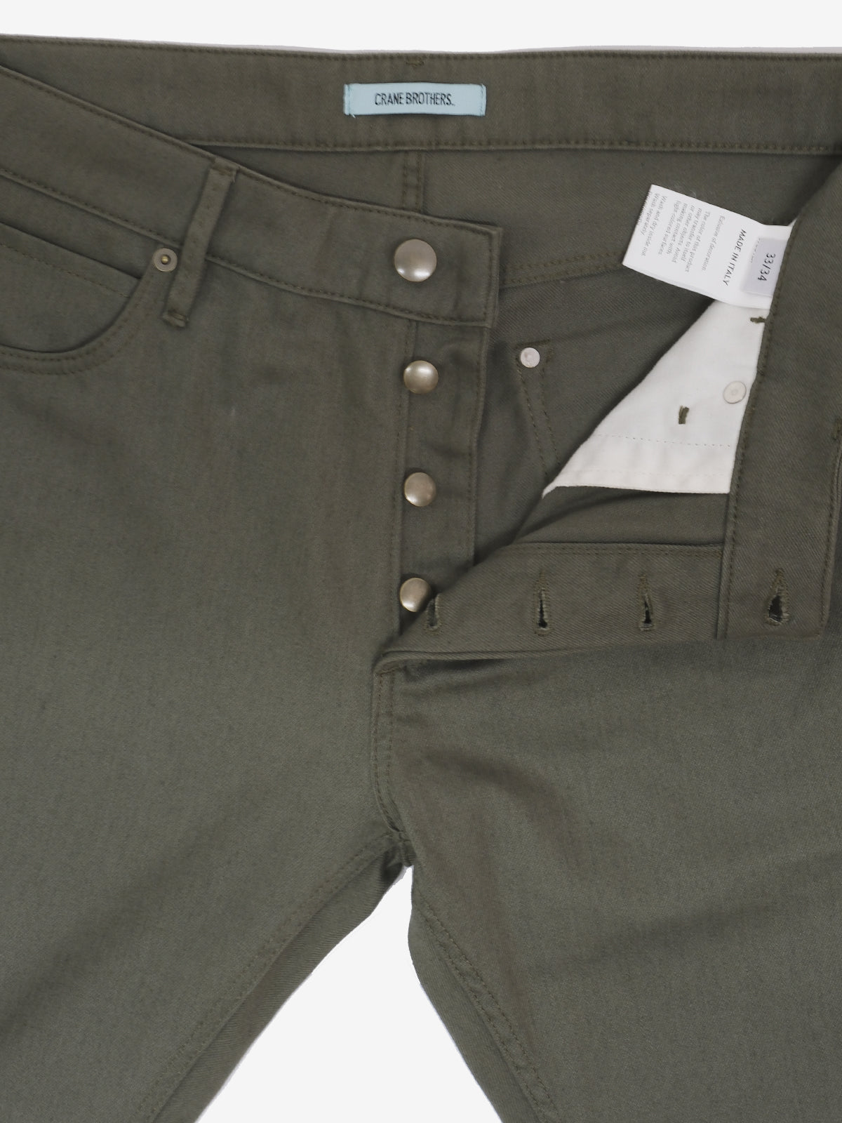 Dusty Olive Stretch Cotton Twill Five Pocket Pant