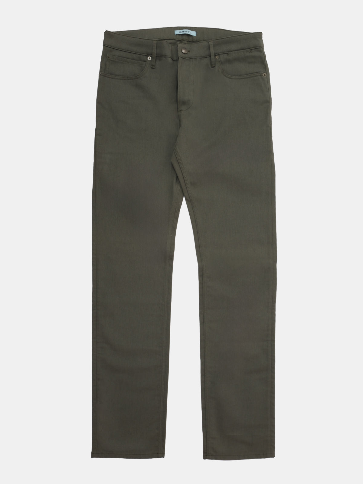 Dusty Olive Stretch Cotton Twill Five Pocket Pant