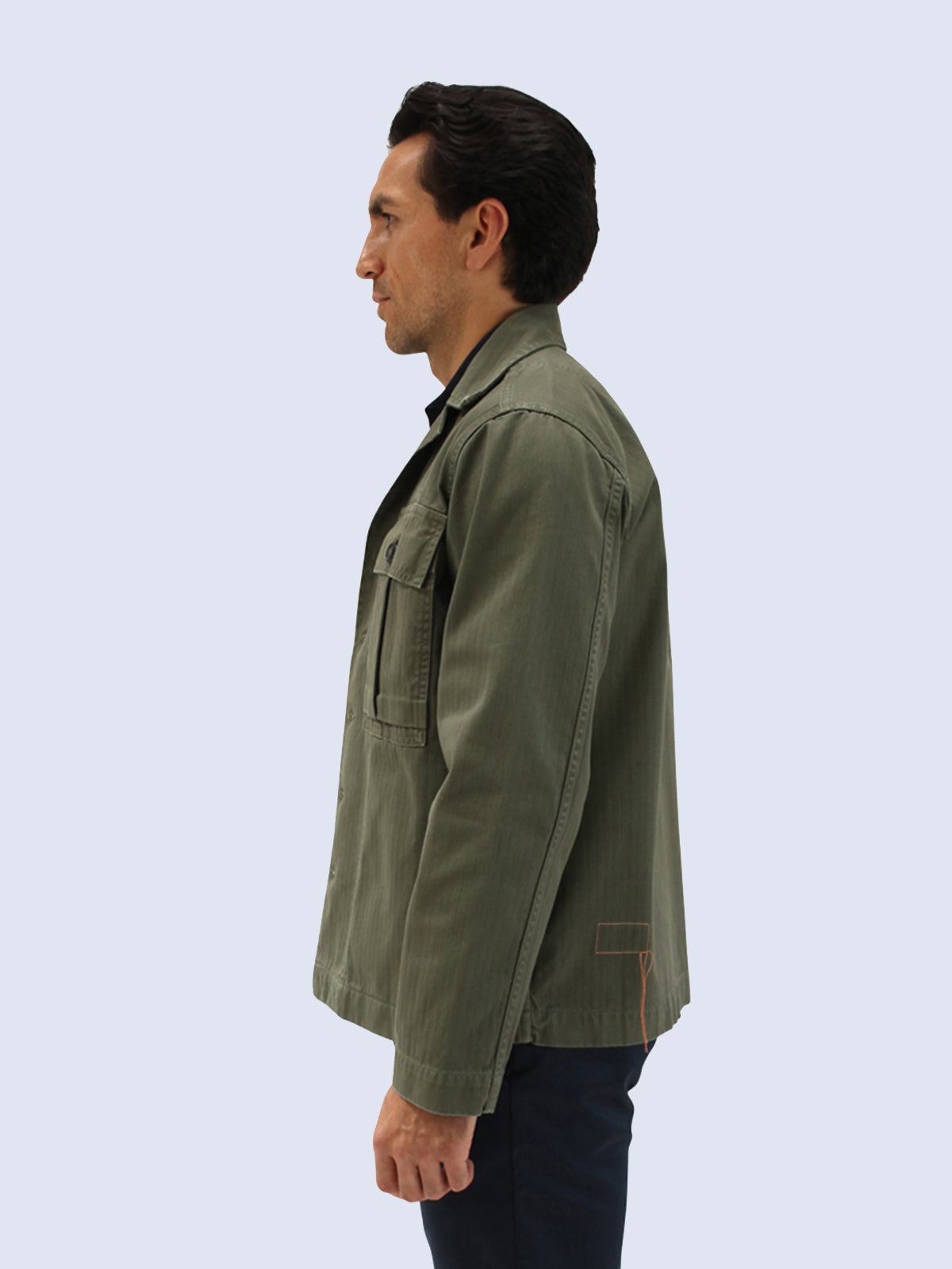 Fortela Olive Herringbone Overshirt