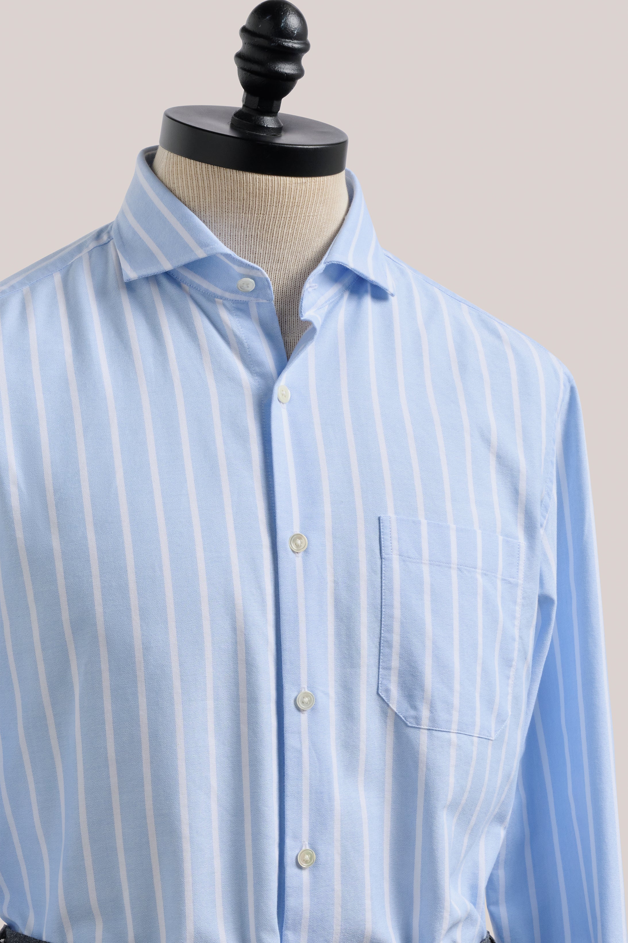 Fenner Oxford Shirt - Sky Blue and White Stripe