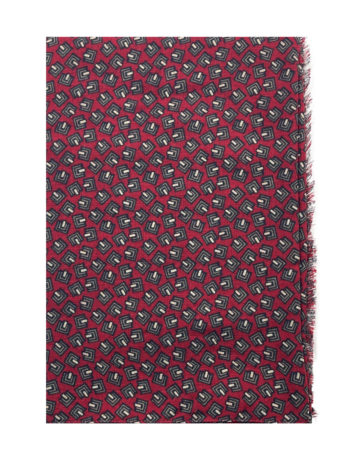 Maroon & Grey Abstract Print Wool Scarf