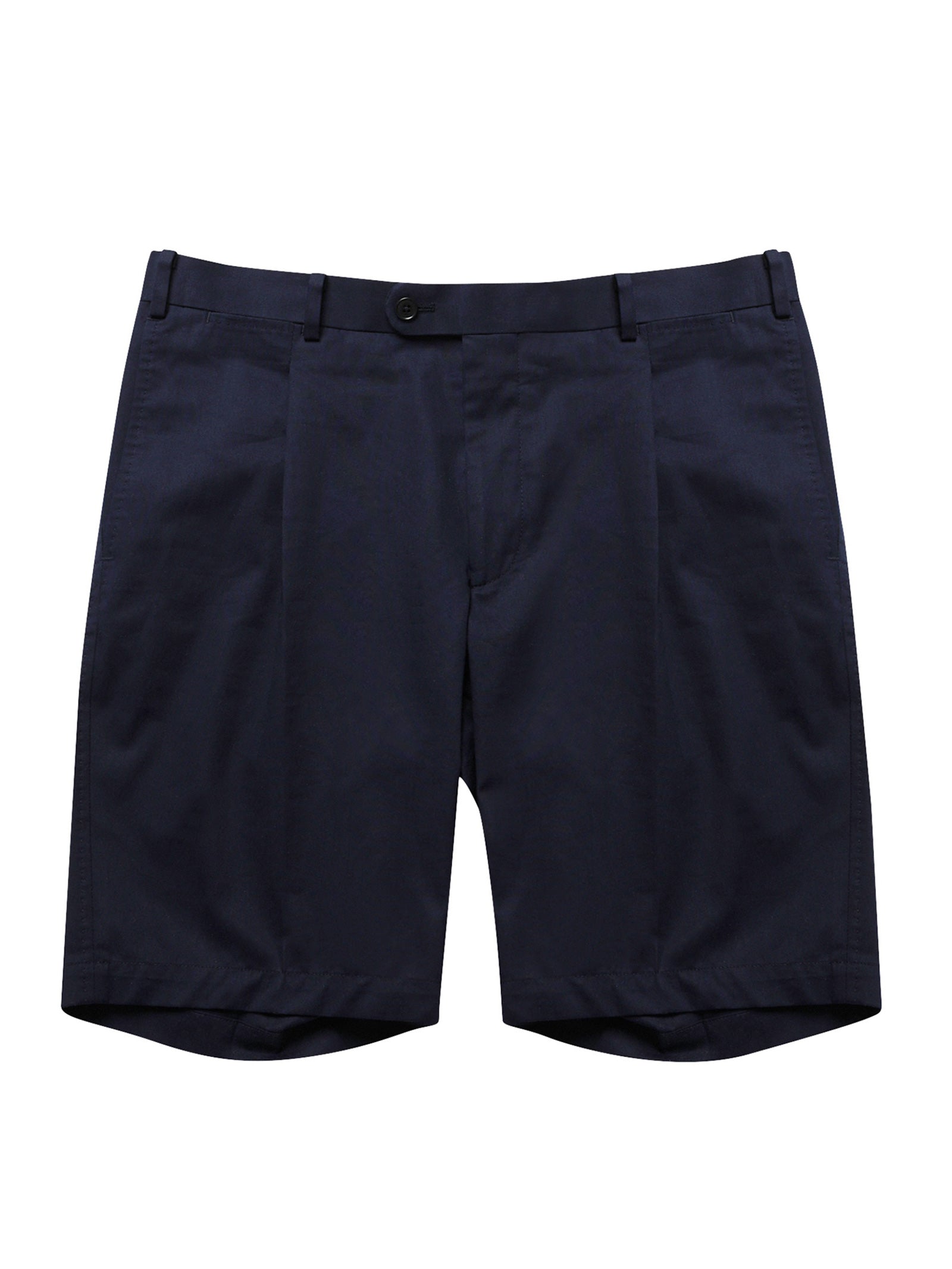 Navy Summer Pleated Cotton Shorts
