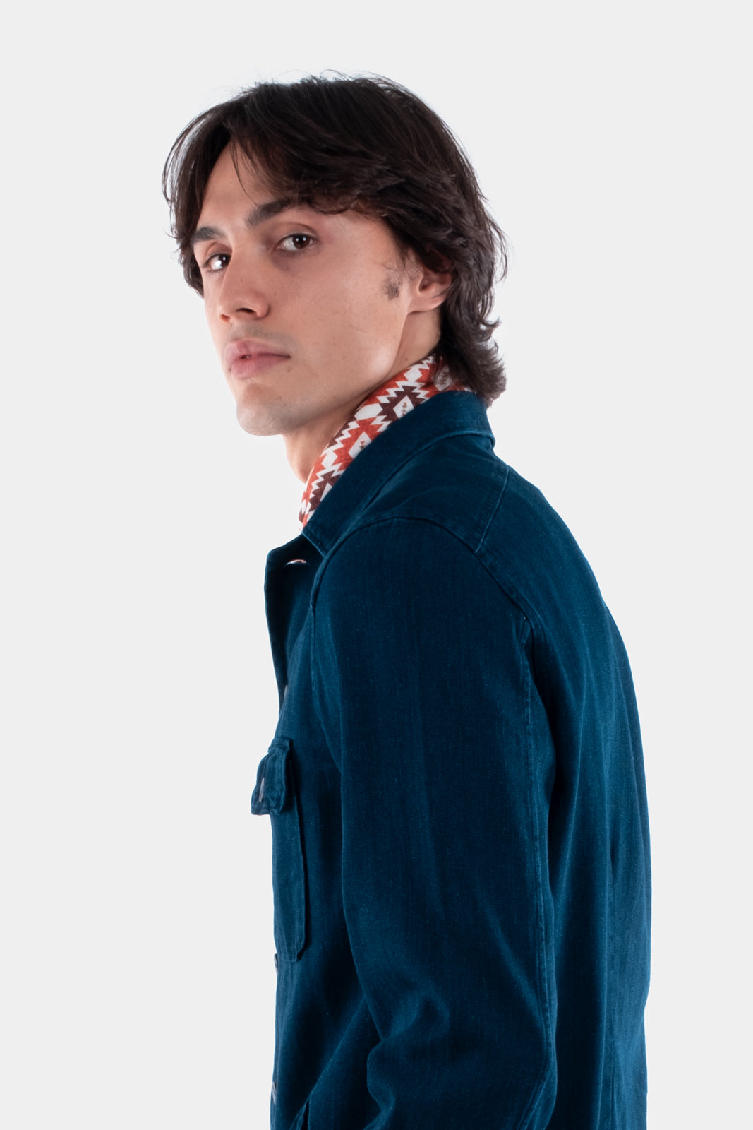 Rust & Brown Motif Printed Cotton Silk Blend Bandana