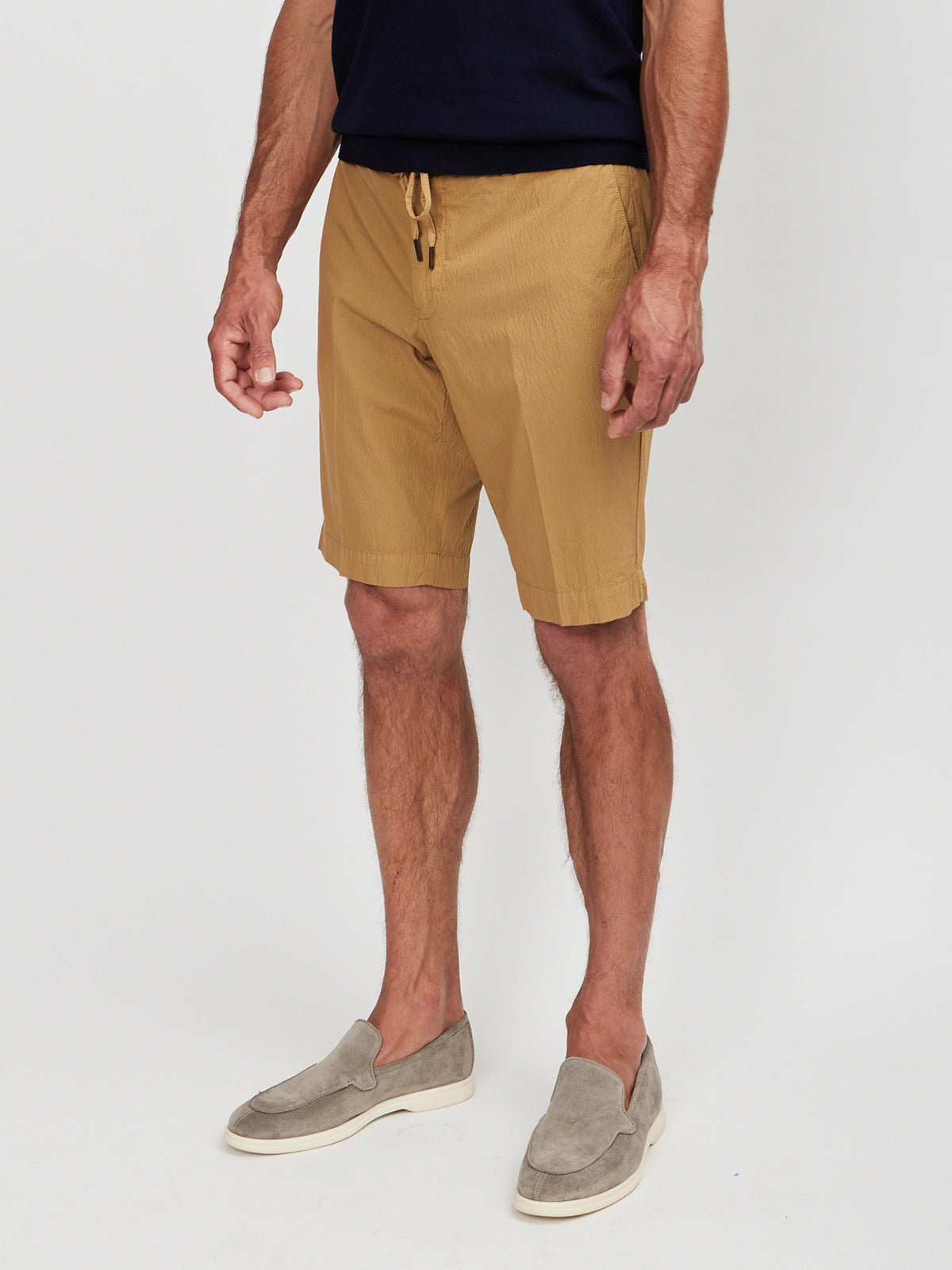 Acorn Brown Seersucker Stretch Shorts