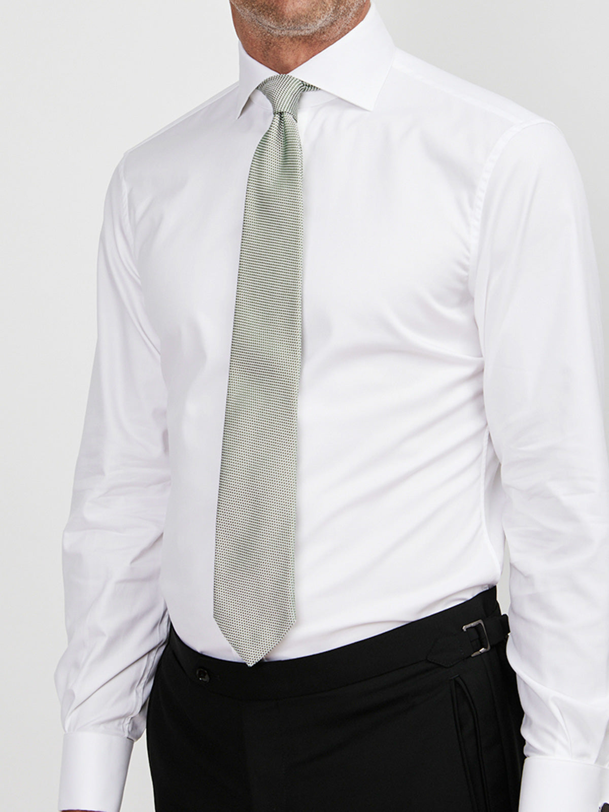 Sage Green & White Grenadine Tie