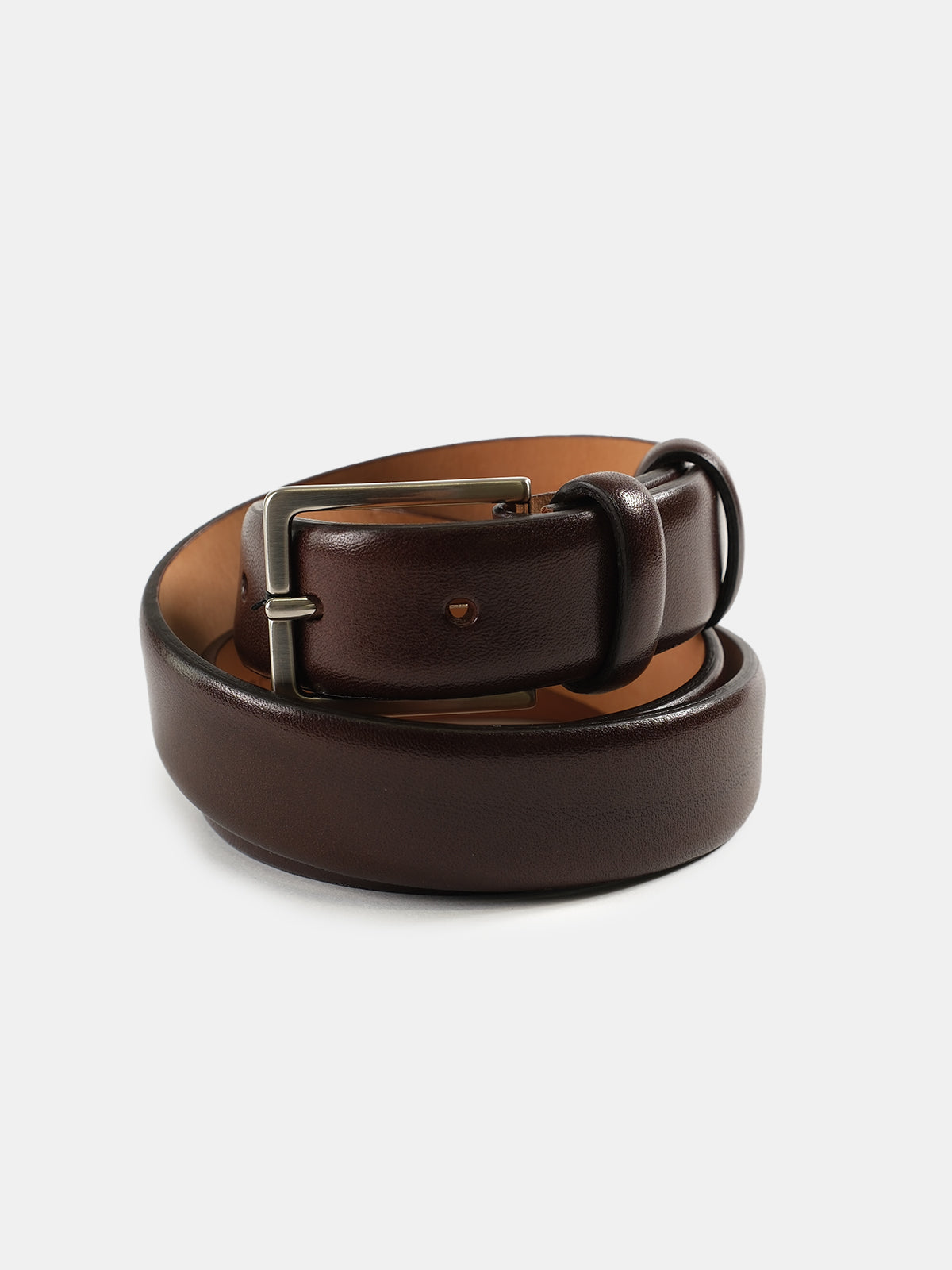 Brown Polished Calf Leather Belt