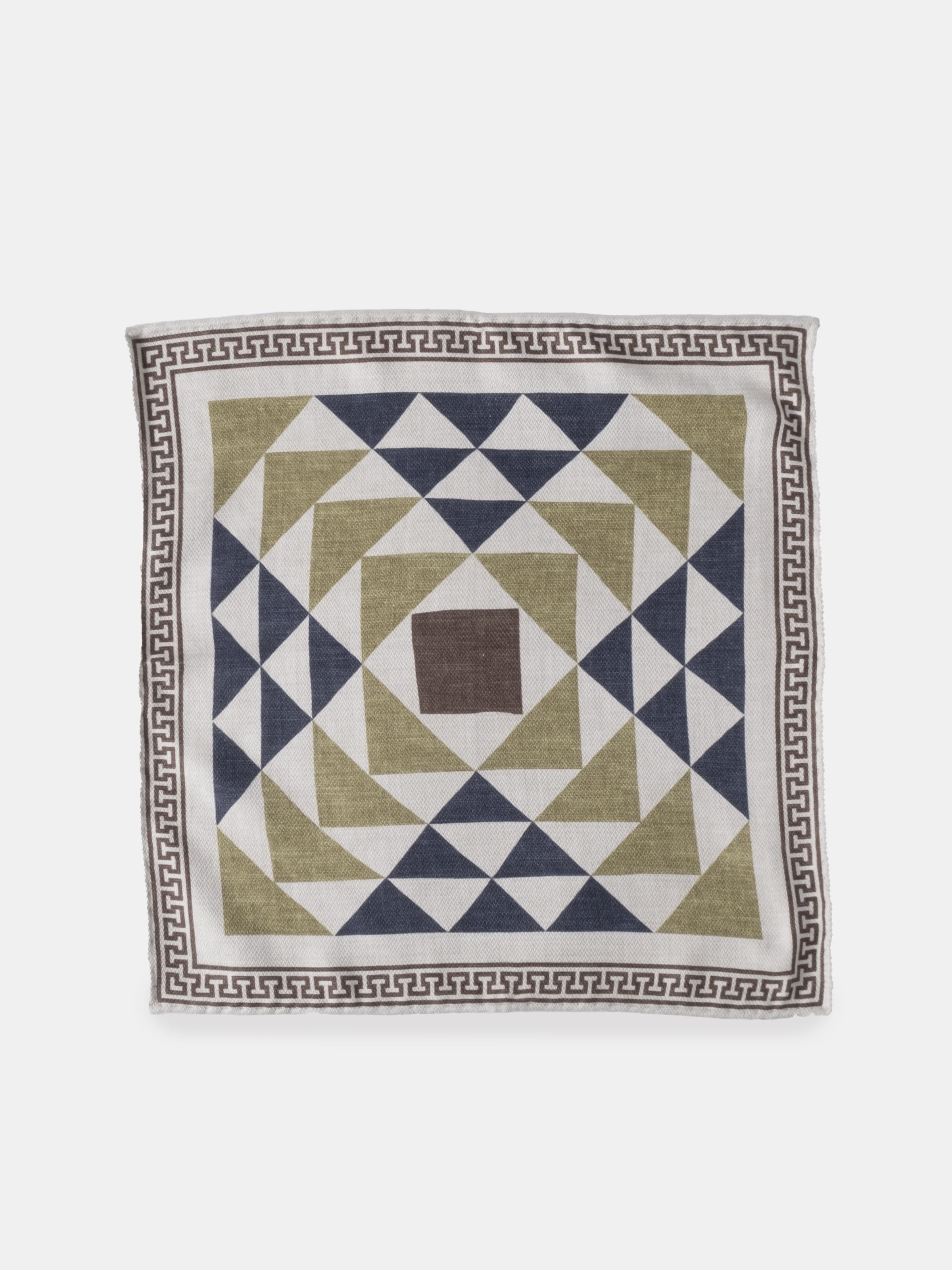 Sand & Olive Meander Motif Silk Pochette