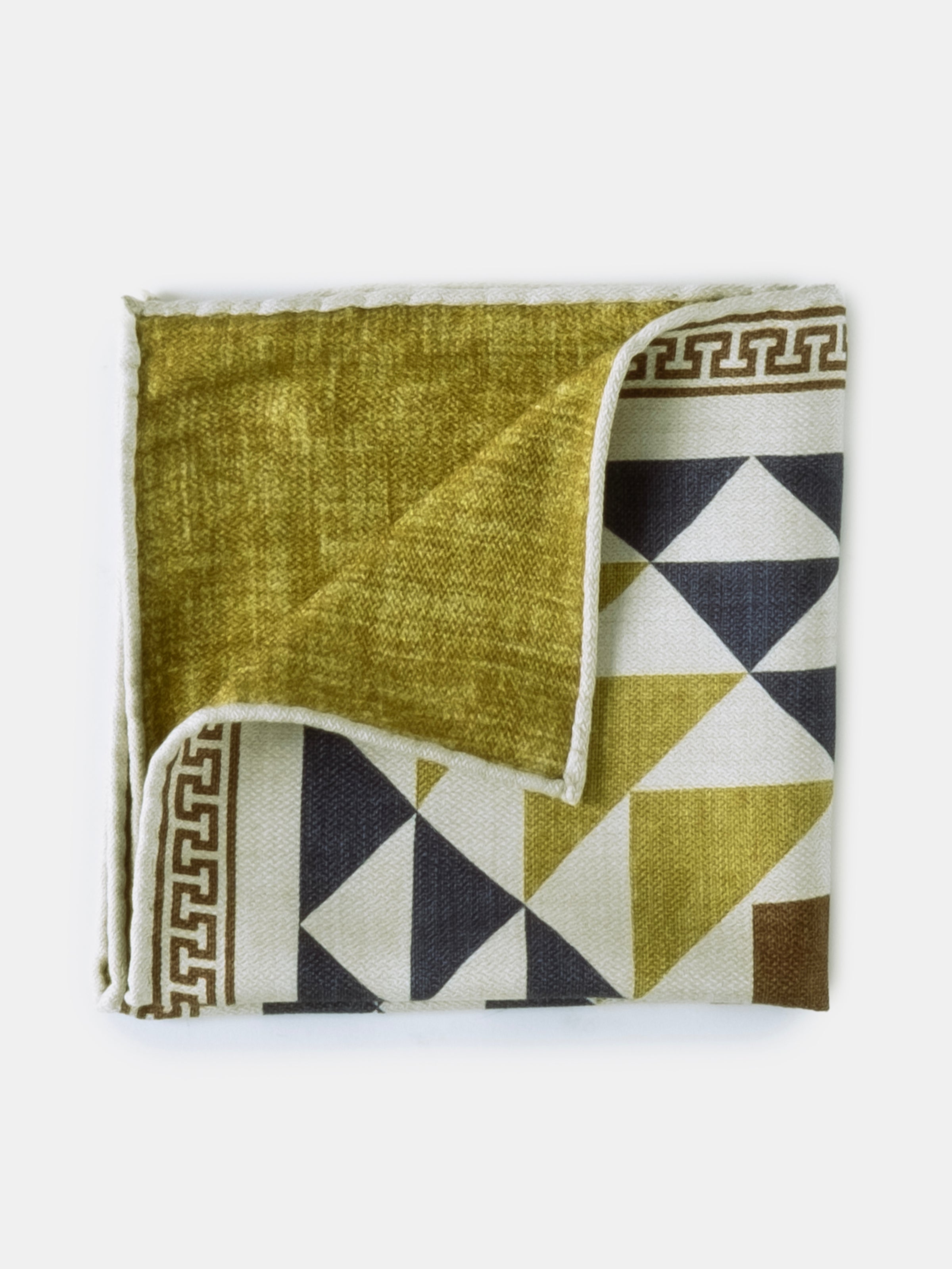 Sand & Olive Meander Motif Silk Pochette