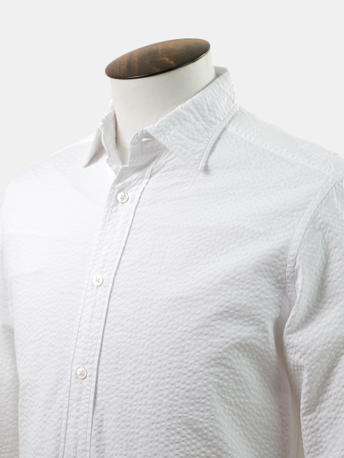 White Cotton Seersucker Shirt