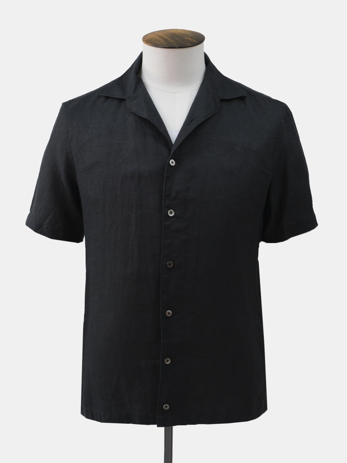 Black Linen Short Sleeved Shirt