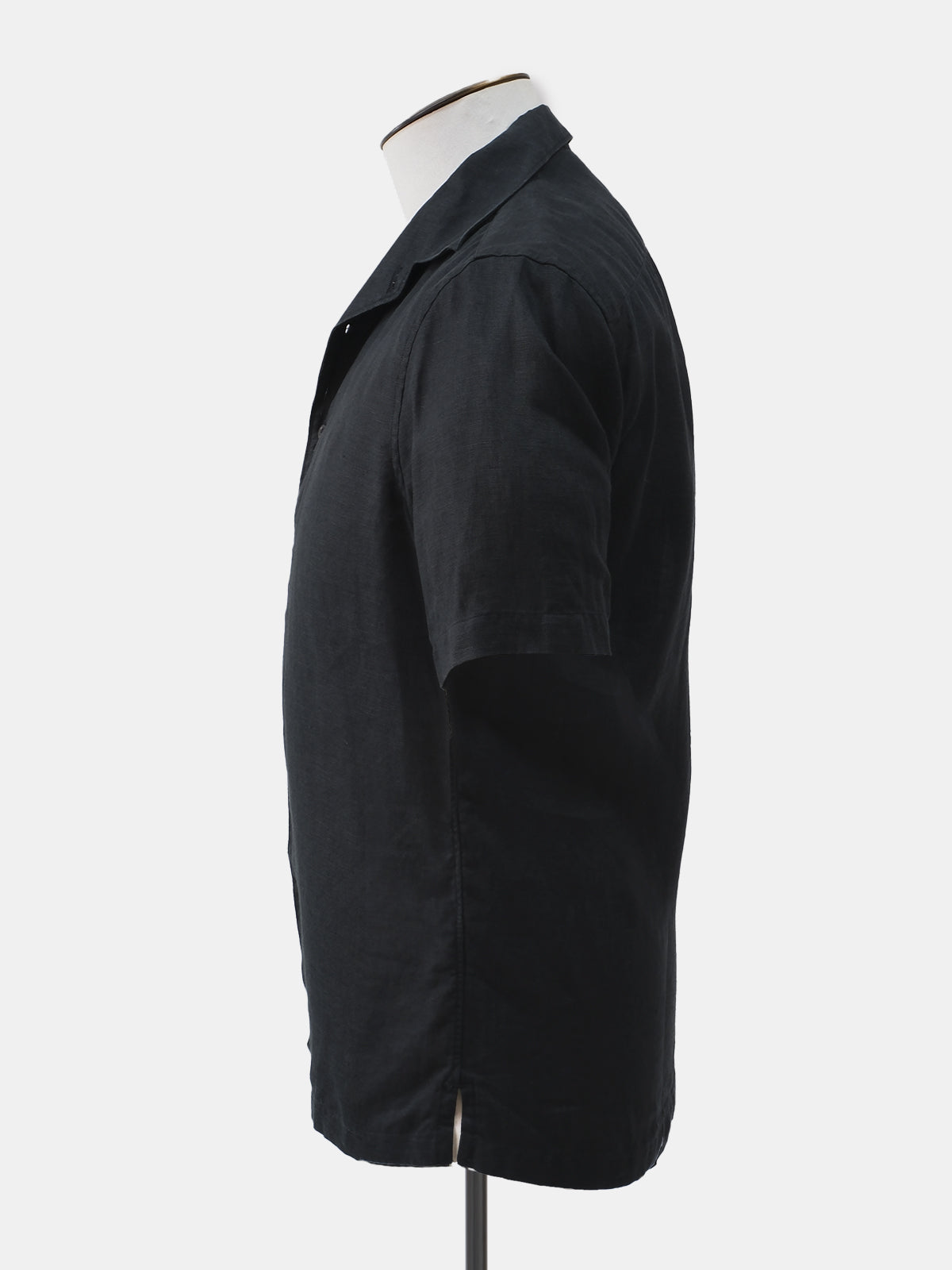 Black Linen Short Sleeved Shirt