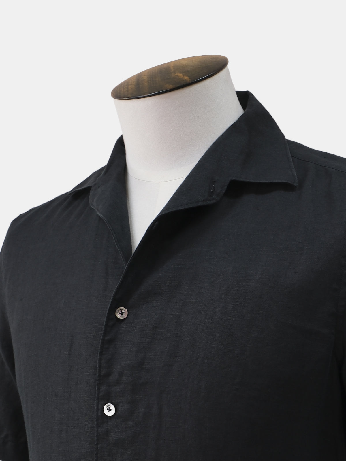 Black Linen Short Sleeved Shirt