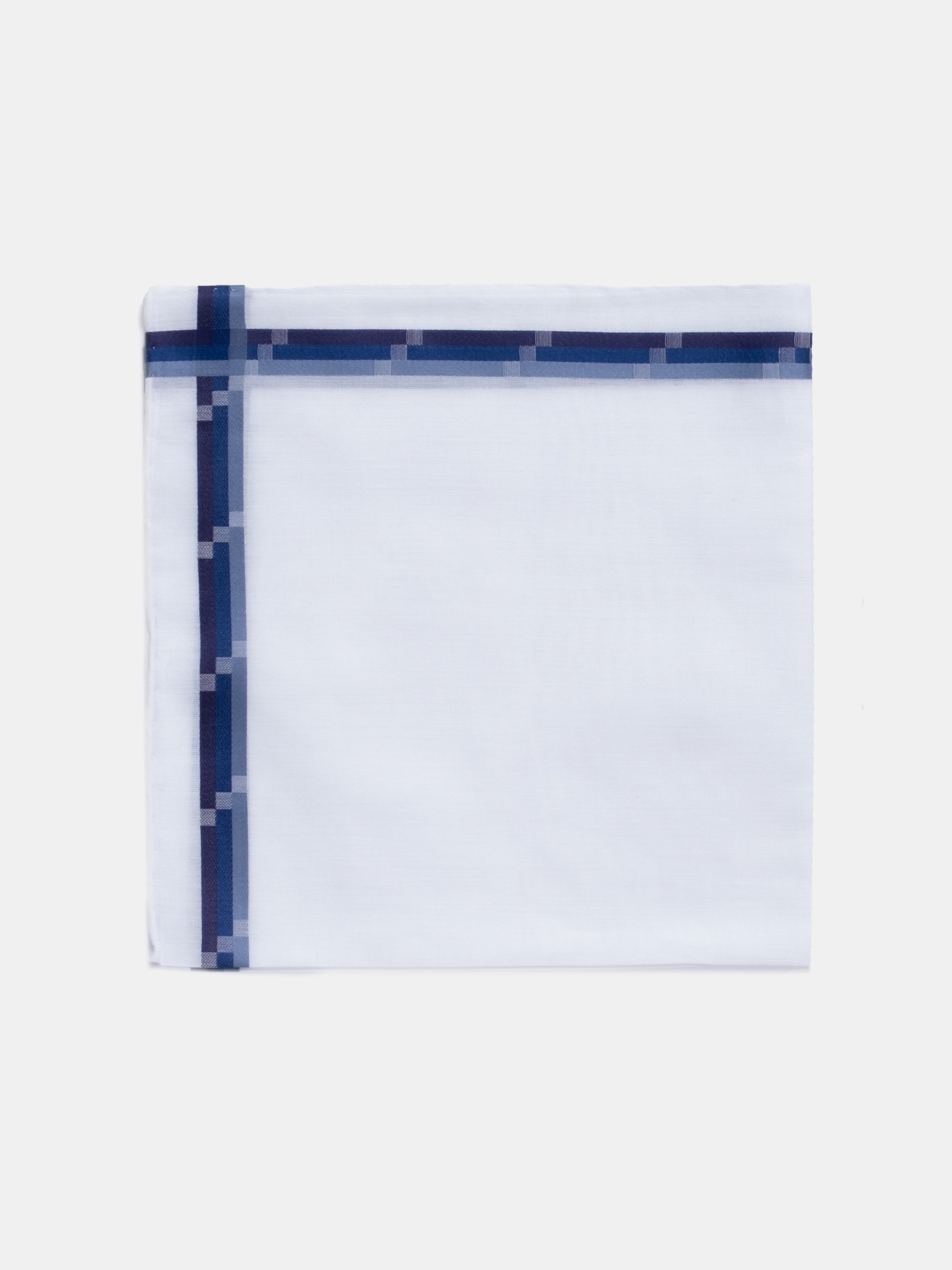 Simonnot Godard Blue Grid Check Cotton Neckerchief