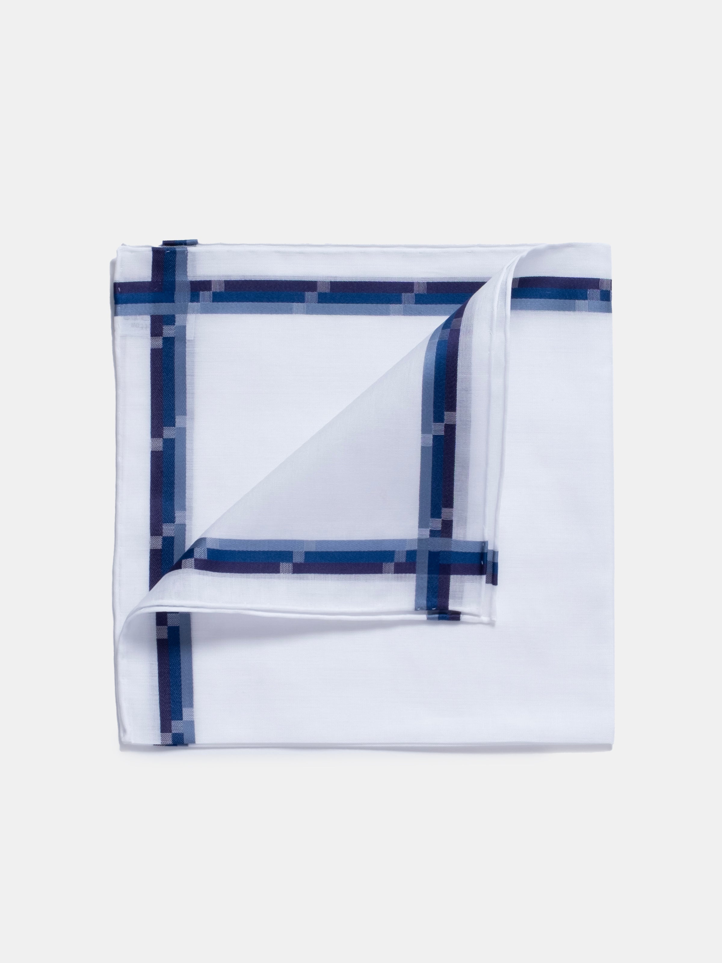 Simonnot Godard Blue Grid Check Cotton Neckerchief