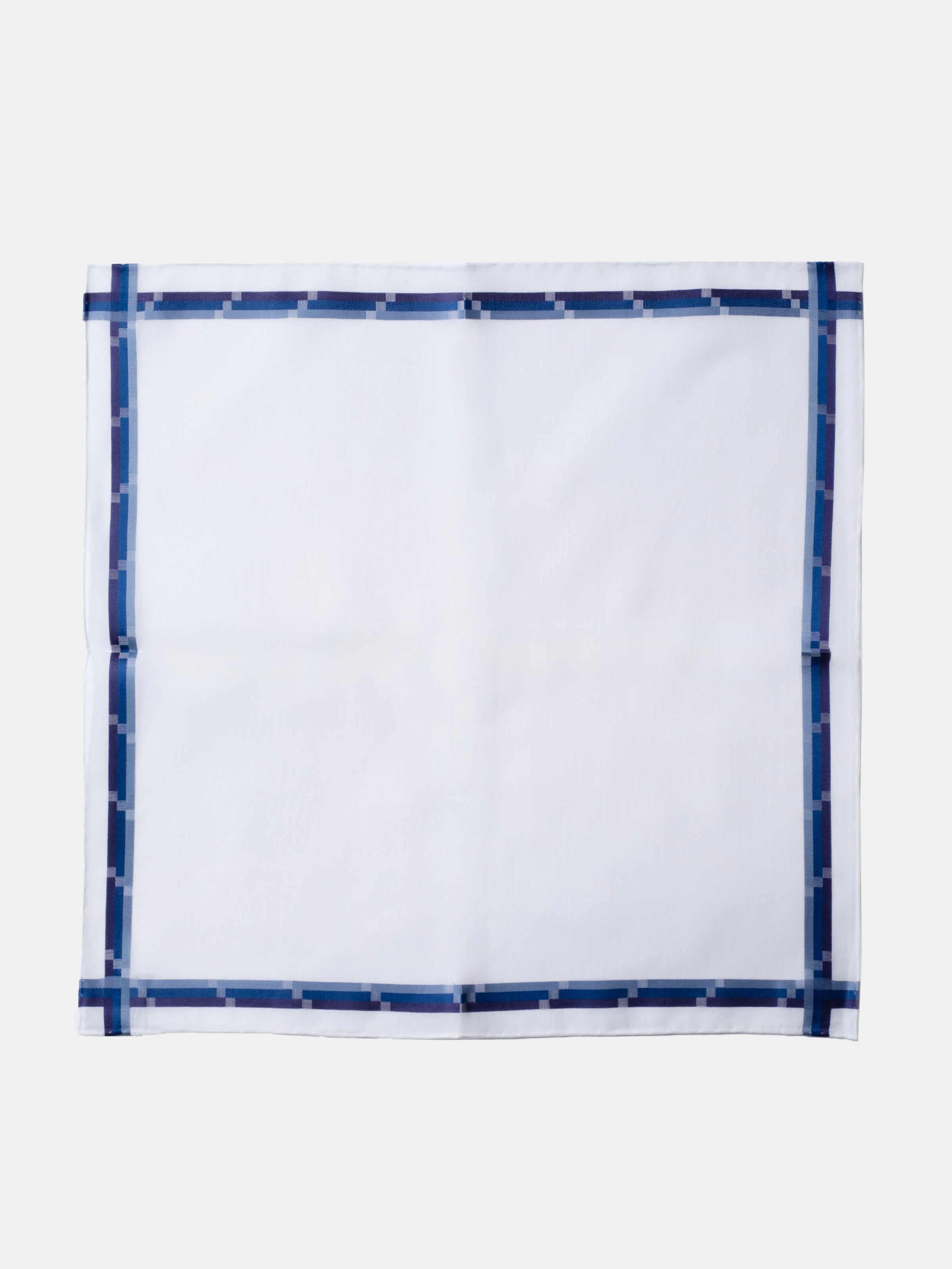 Simonnot Godard Blue Grid Check Cotton Neckerchief