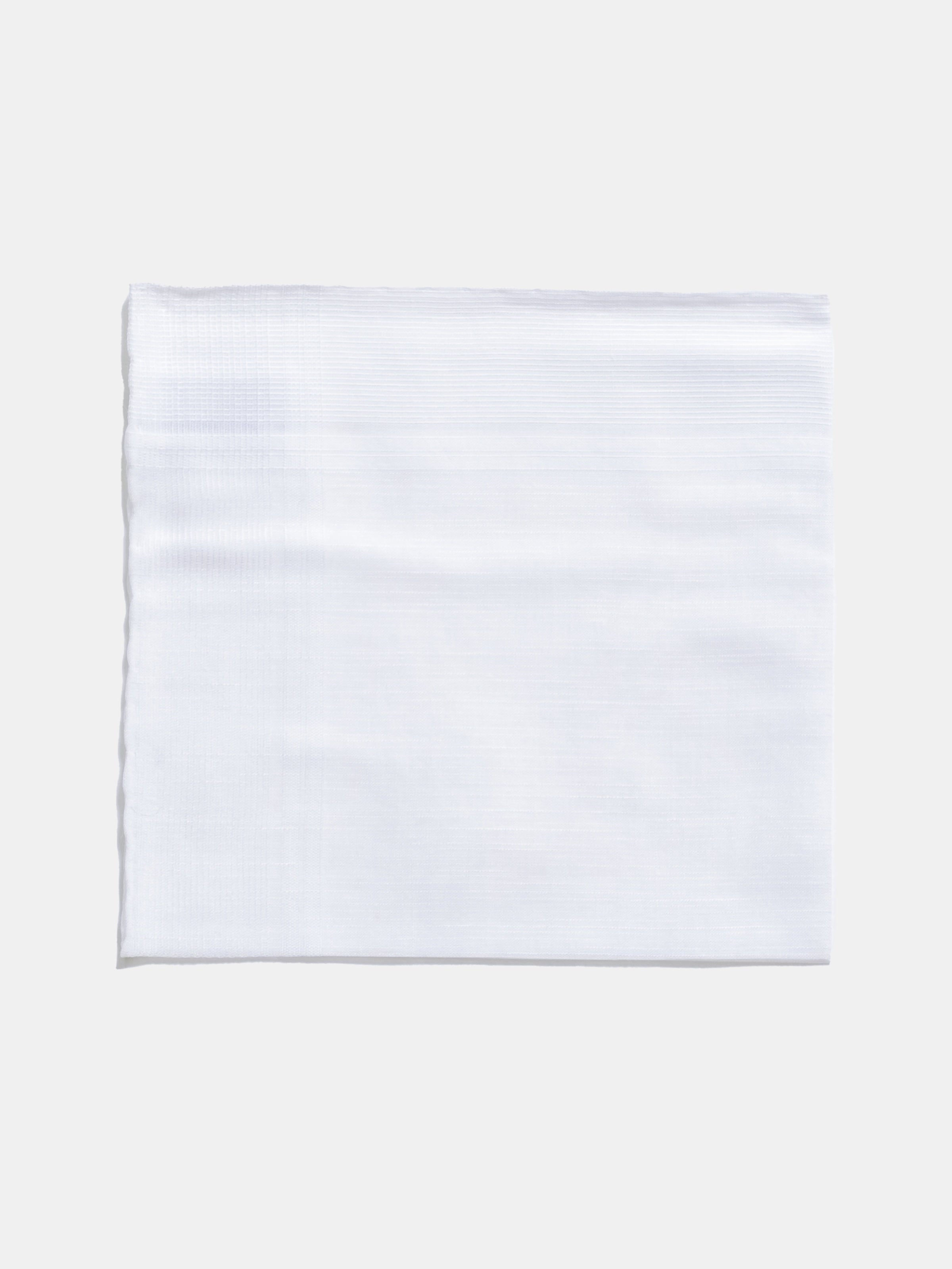 Simonnot Godard White Checkered Edge Cotton Handkerchief