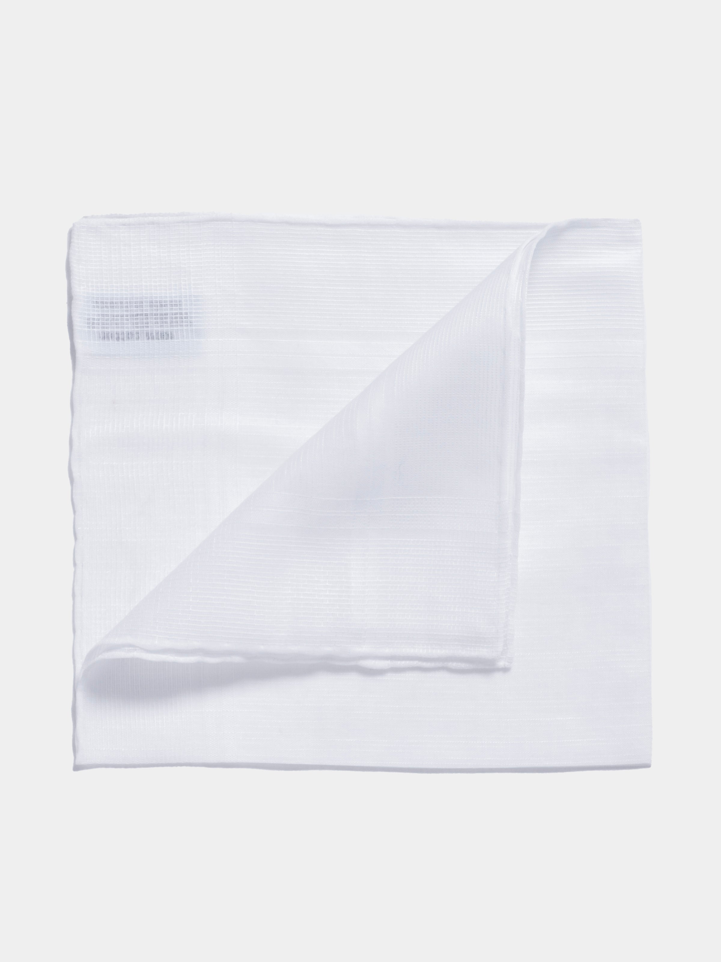 Simonnot Godard White Checkered Edge Cotton Handkerchief