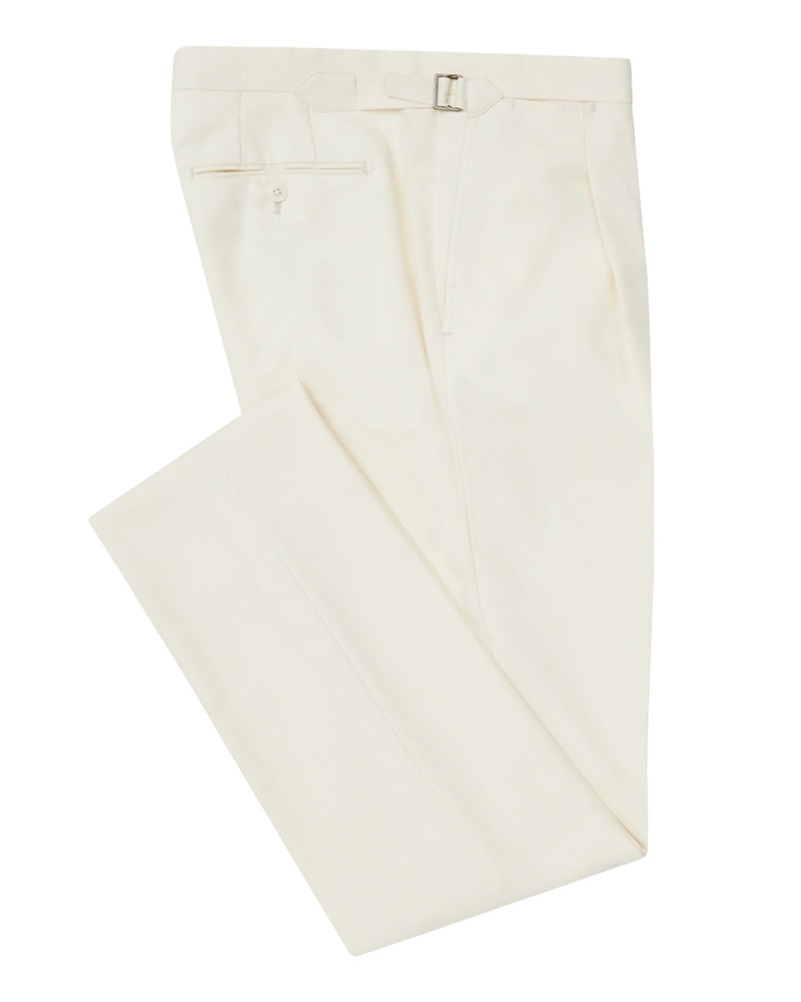 Ivory Cavalry Twill Pleated Trouser
