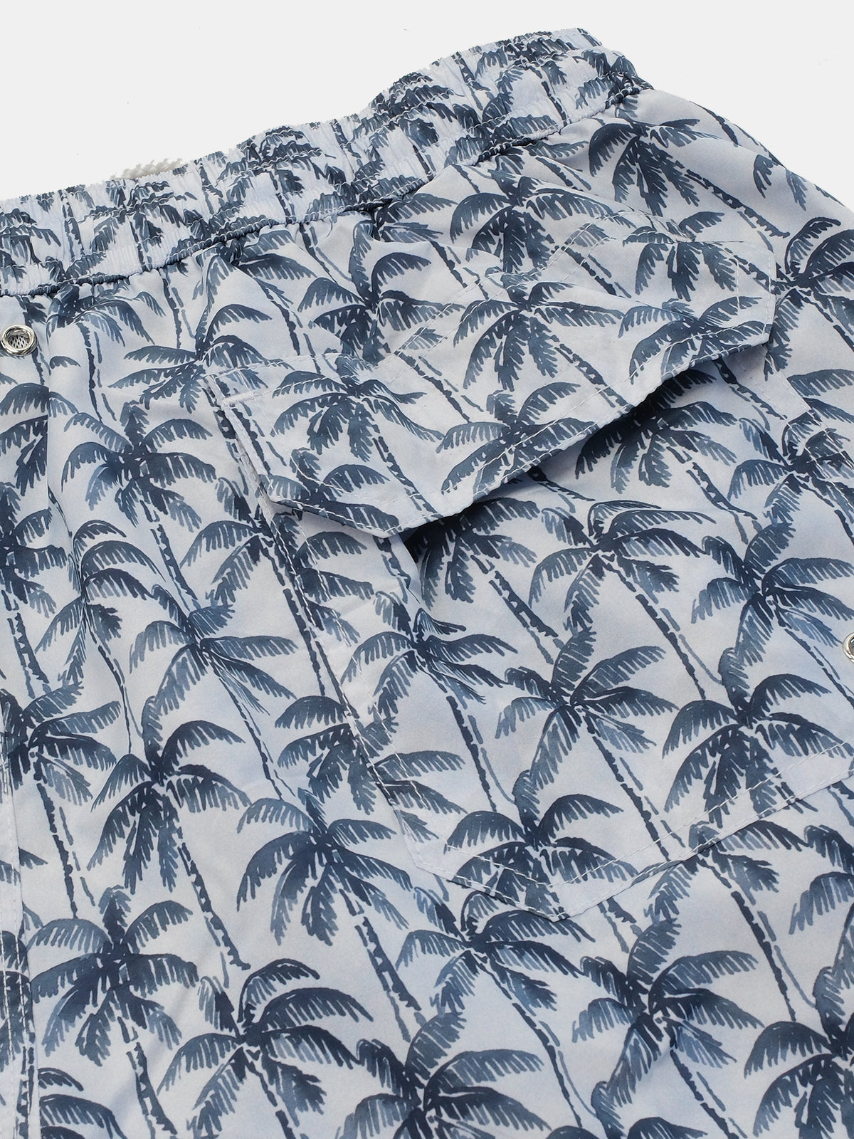 Stone Blue Palm Tree Printed Swim Shorts