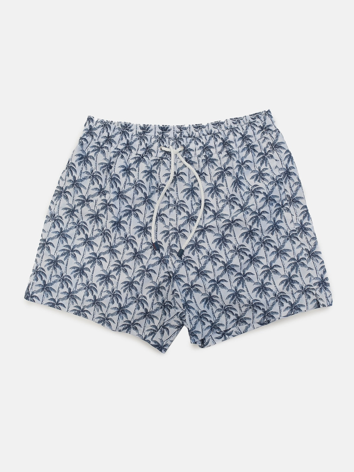 Stone Blue Palm Tree Printed Swim Shorts