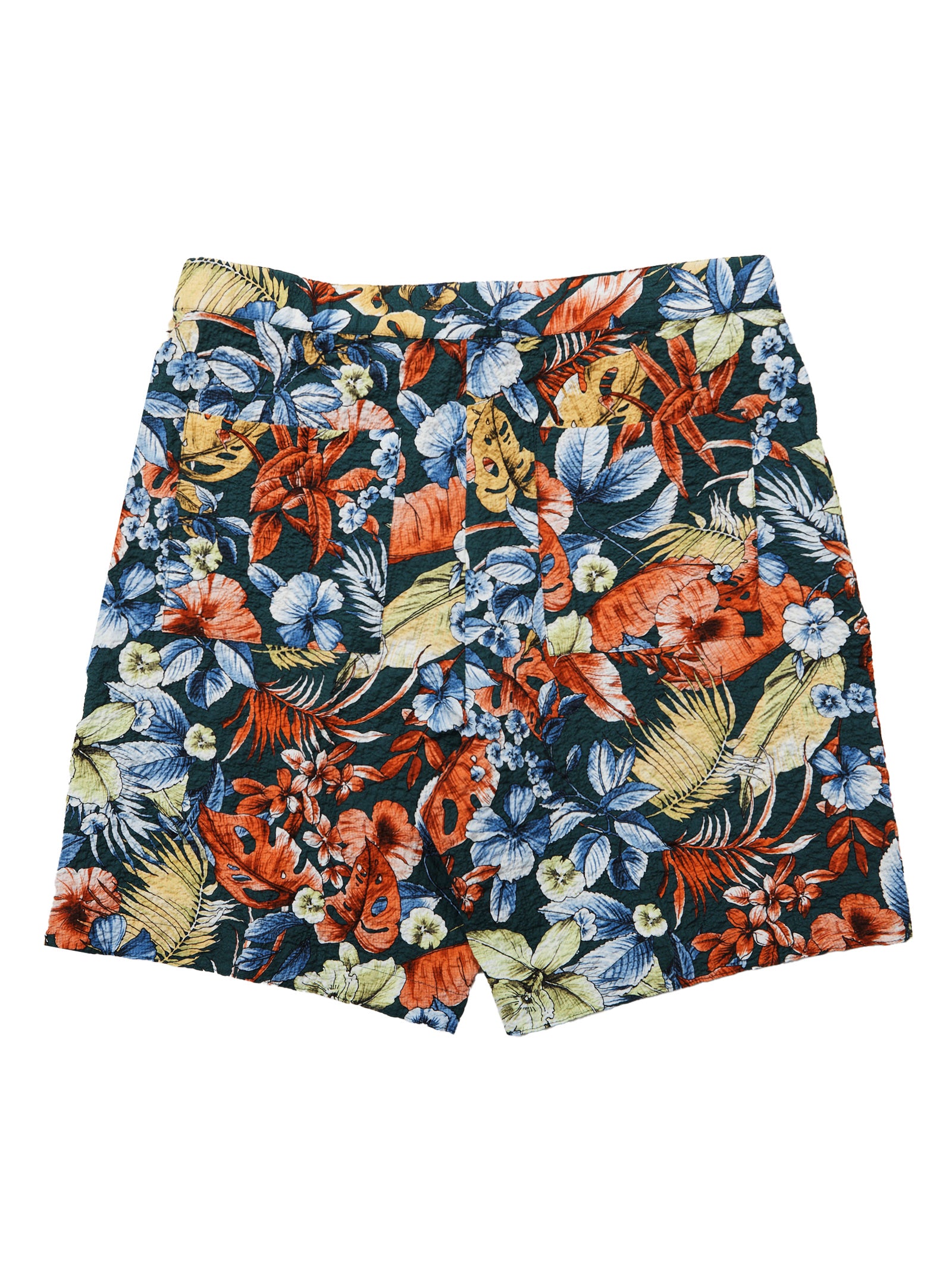 Tropical Hibiscus Seersucker Stretch Shorts
