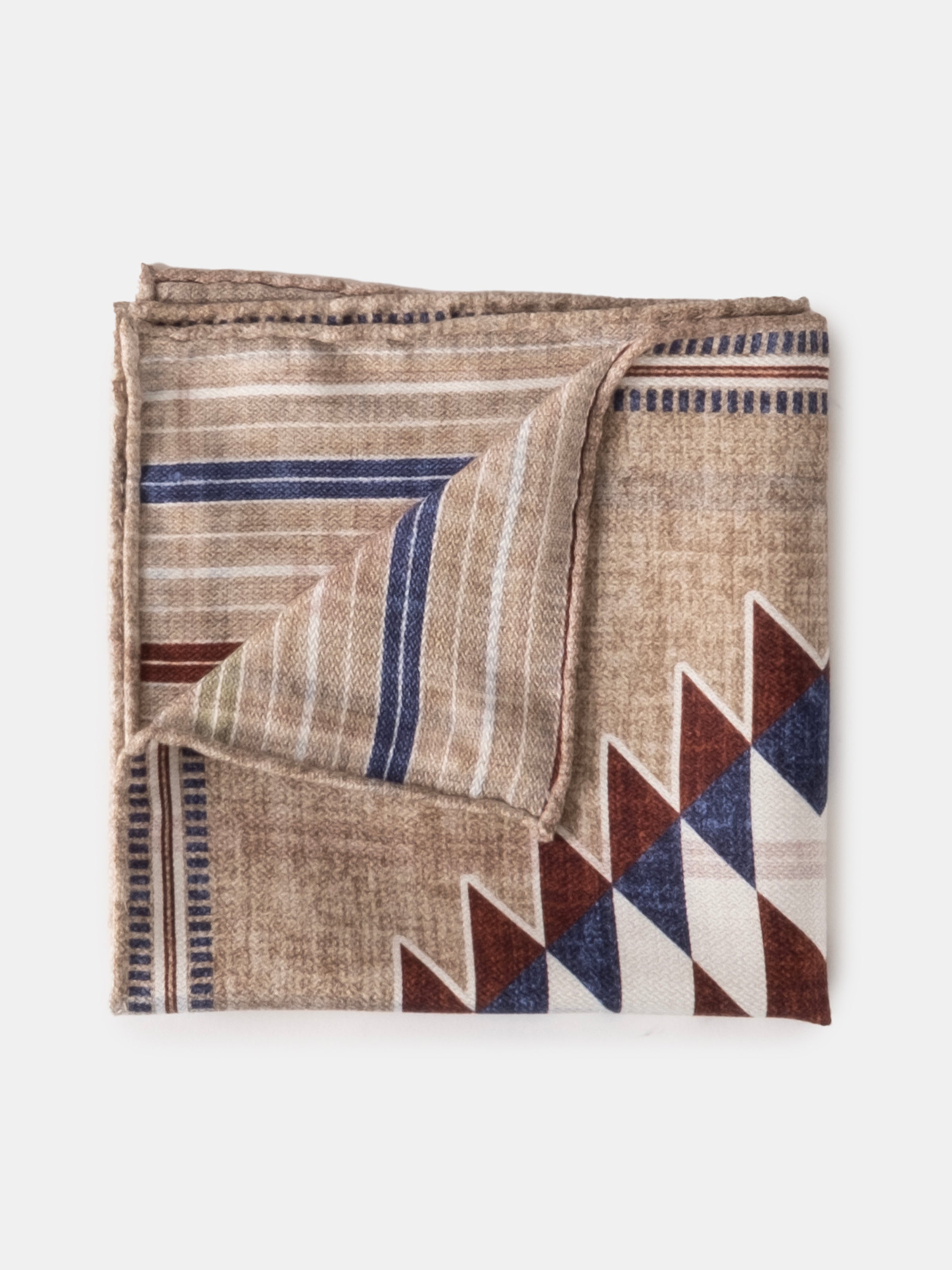 Tan & Burgundy Claw Motif Silk Pochette