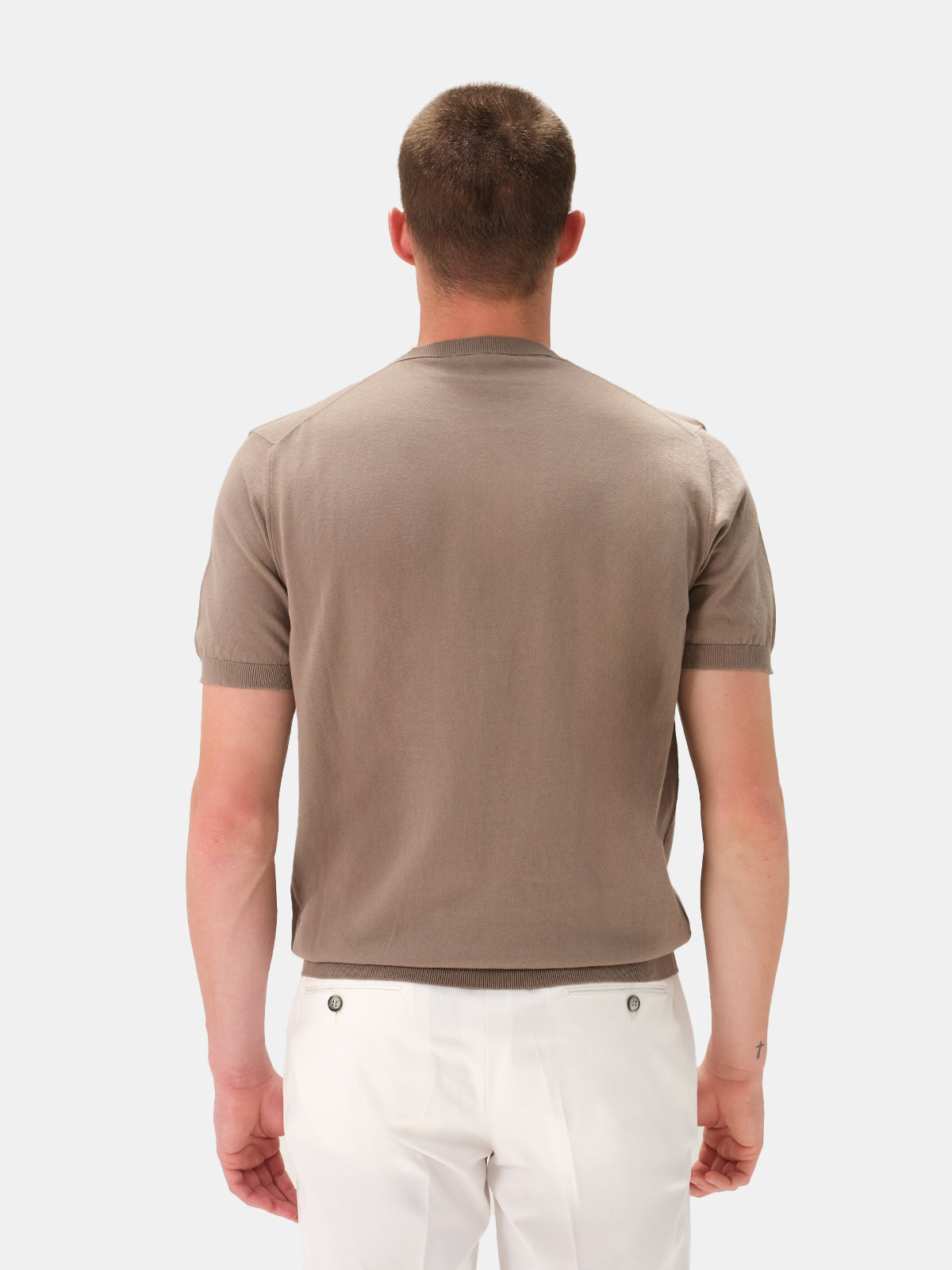 Como Cooling Ribbed T-Shirt Cotton Taupe