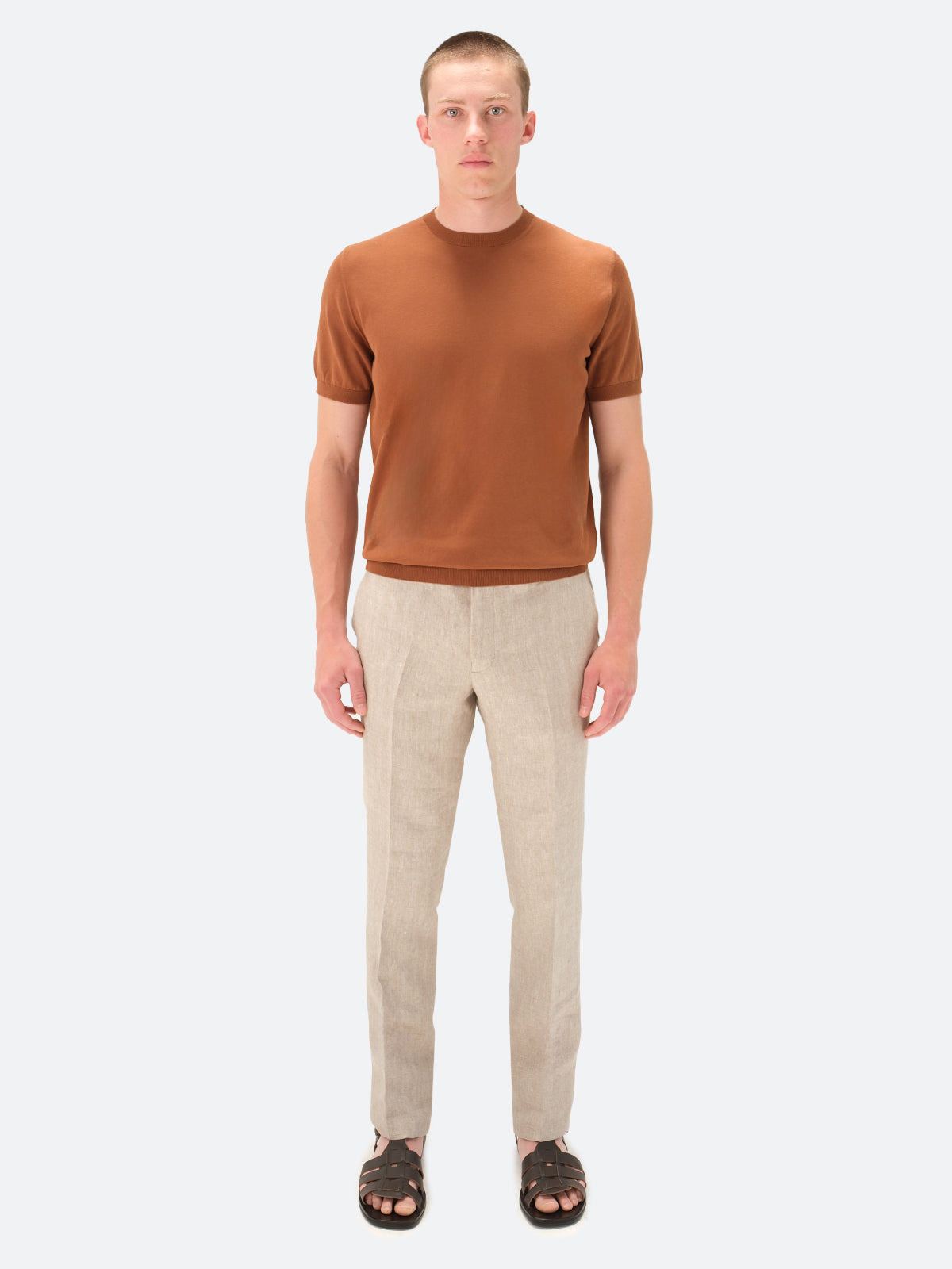 Como Cooling Ribbed T-Shirt Cotton Russett Brown