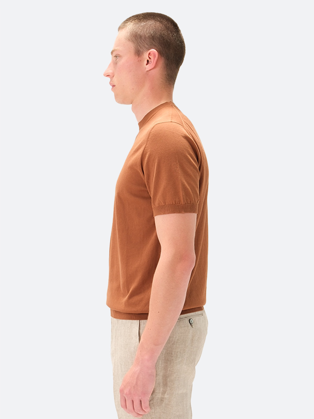 Como Cooling Ribbed T-Shirt Cotton Russett Brown