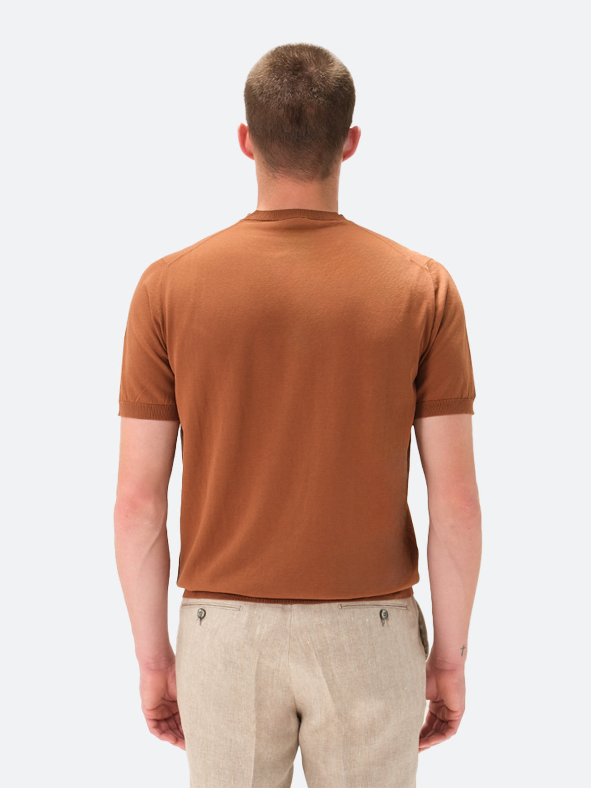 Como Cooling Ribbed T-Shirt Cotton Russett Brown