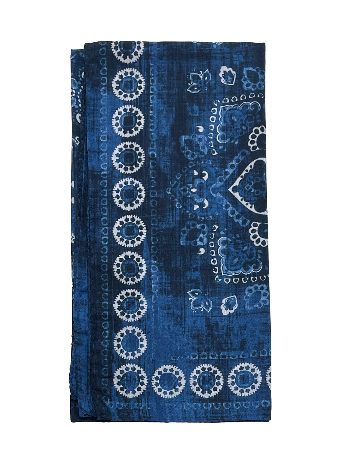 Mixed Blue Printed Cotton Silk Blend Bandana