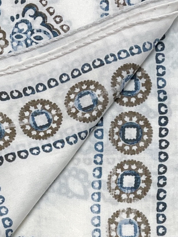 Blue & Brown Printed Cotton Silk Blend Bandana